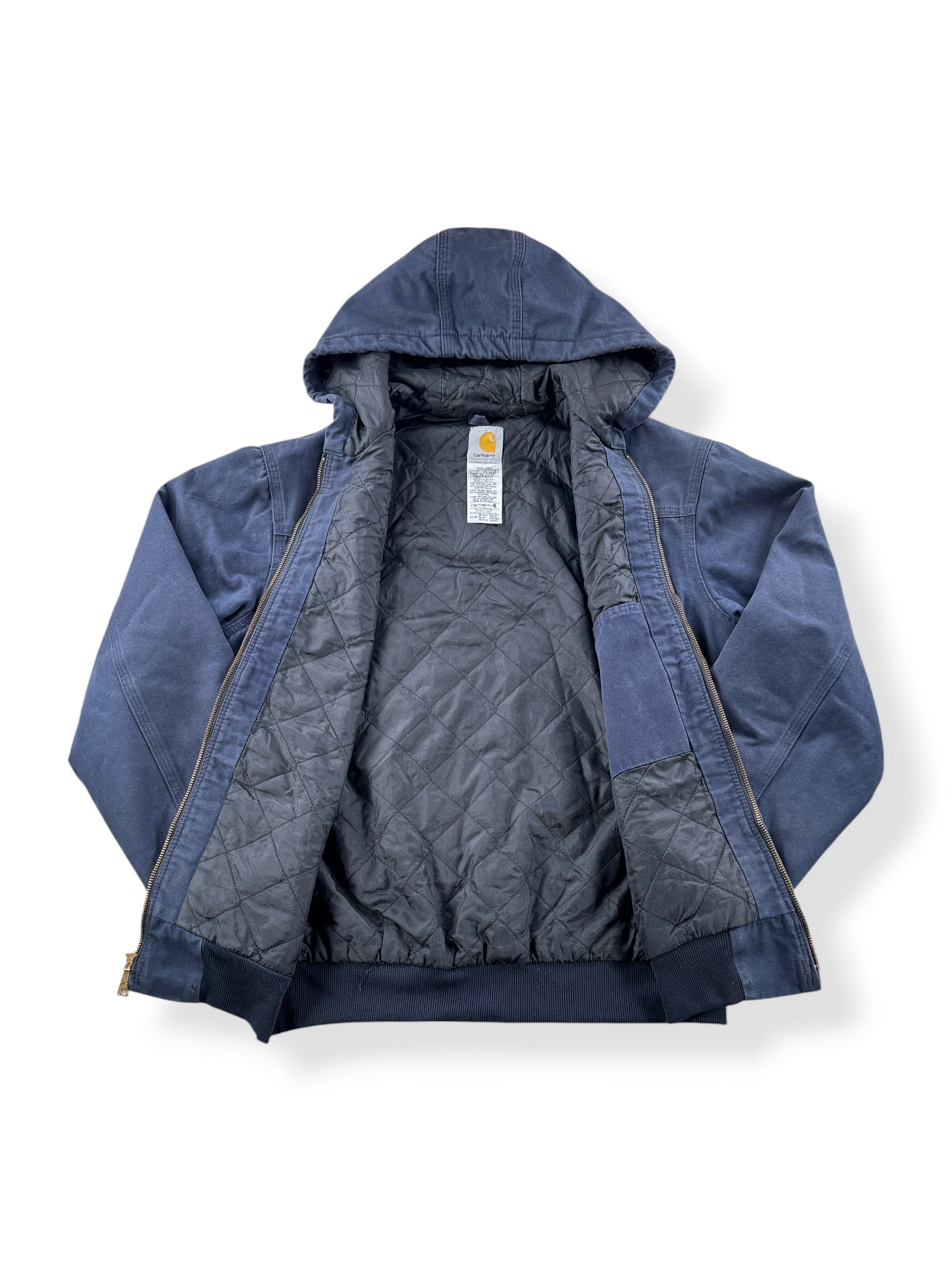 Inside of Carhartt Navy Blue Hooded Jacket SZ M