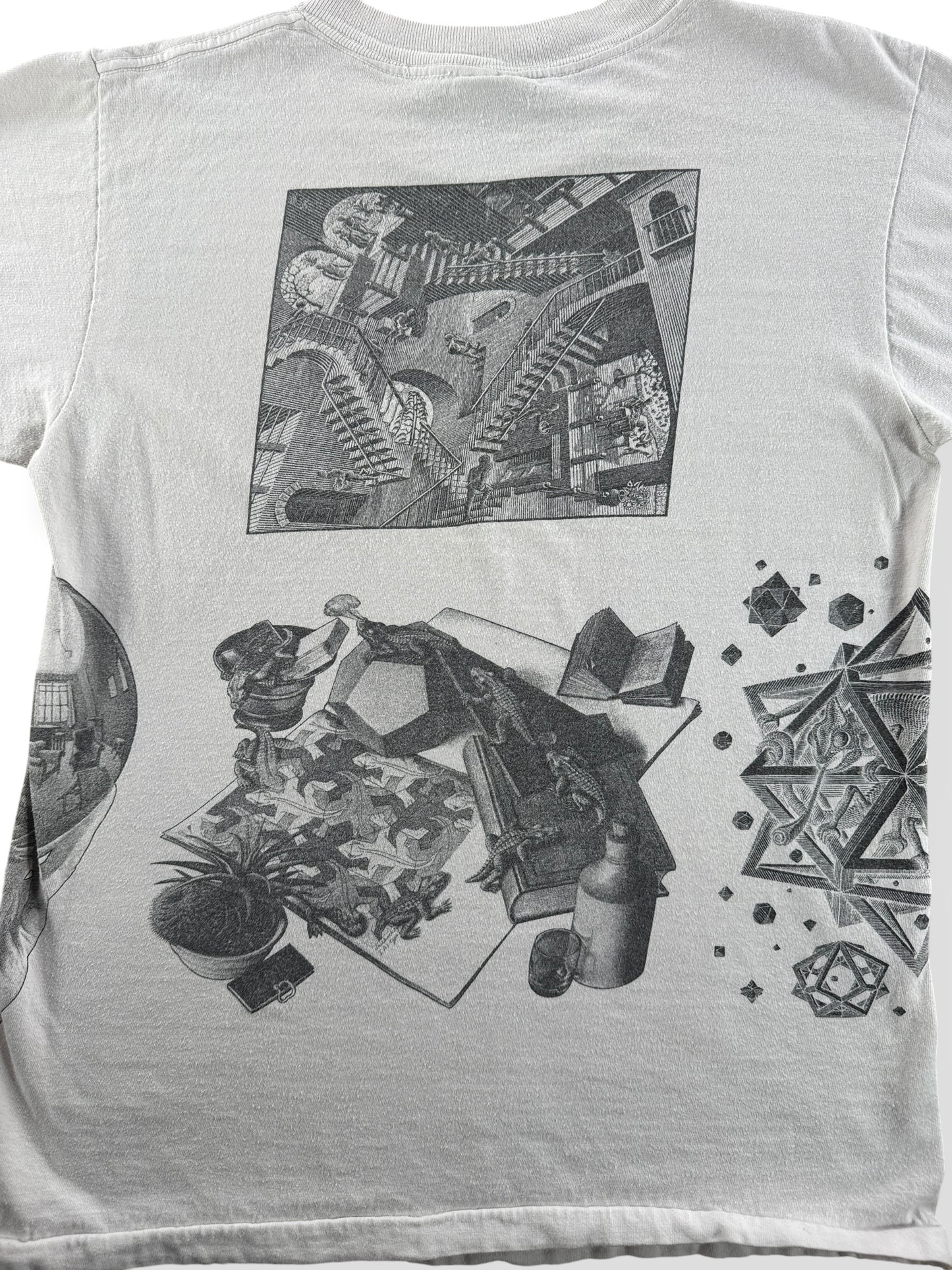 Back Graphic of Vintage Andazia MC Escher AOP Tee SZ M