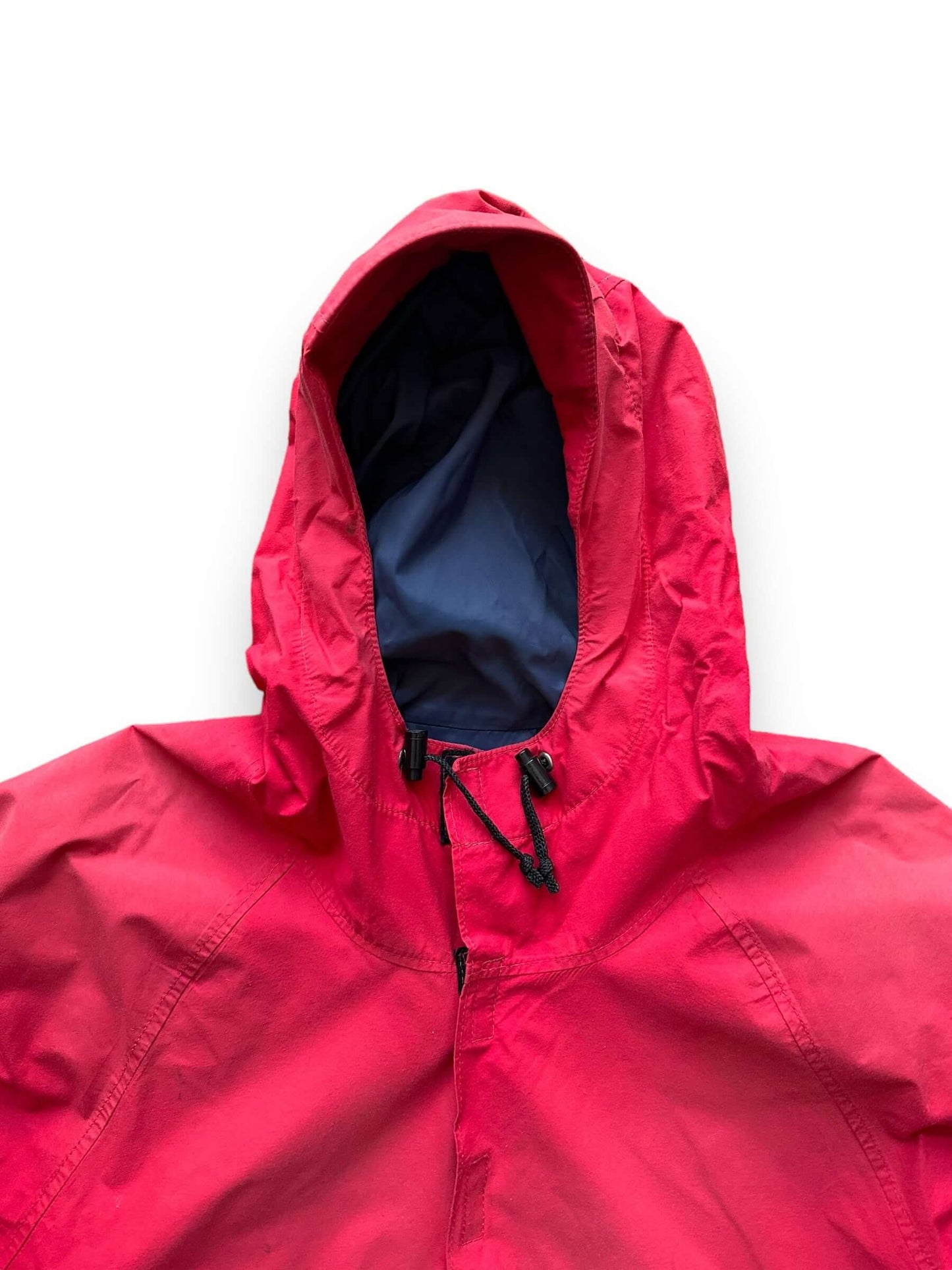 hood on Vintage Sunfaded Red Taiga Anorak SZ M