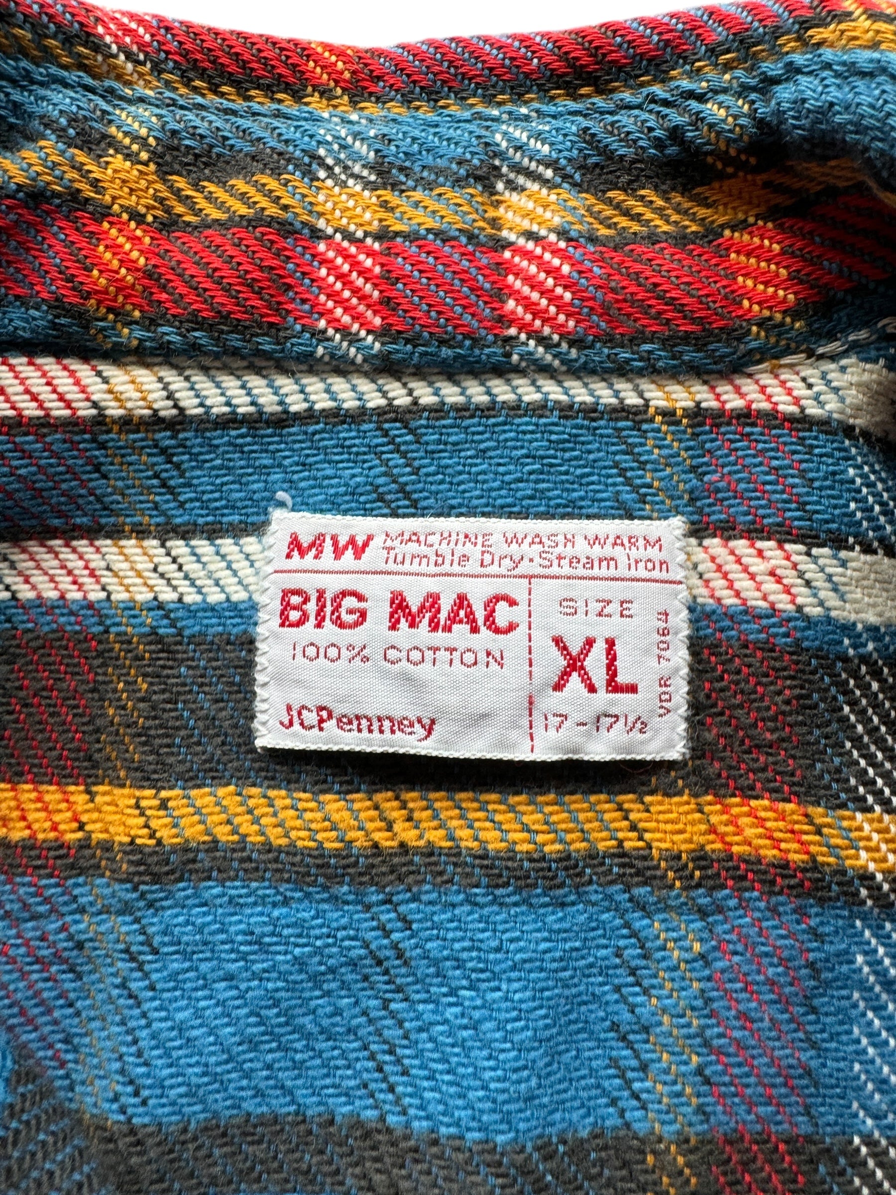 Tag on Vintage Big Mac Cotton Flannel SZ XL