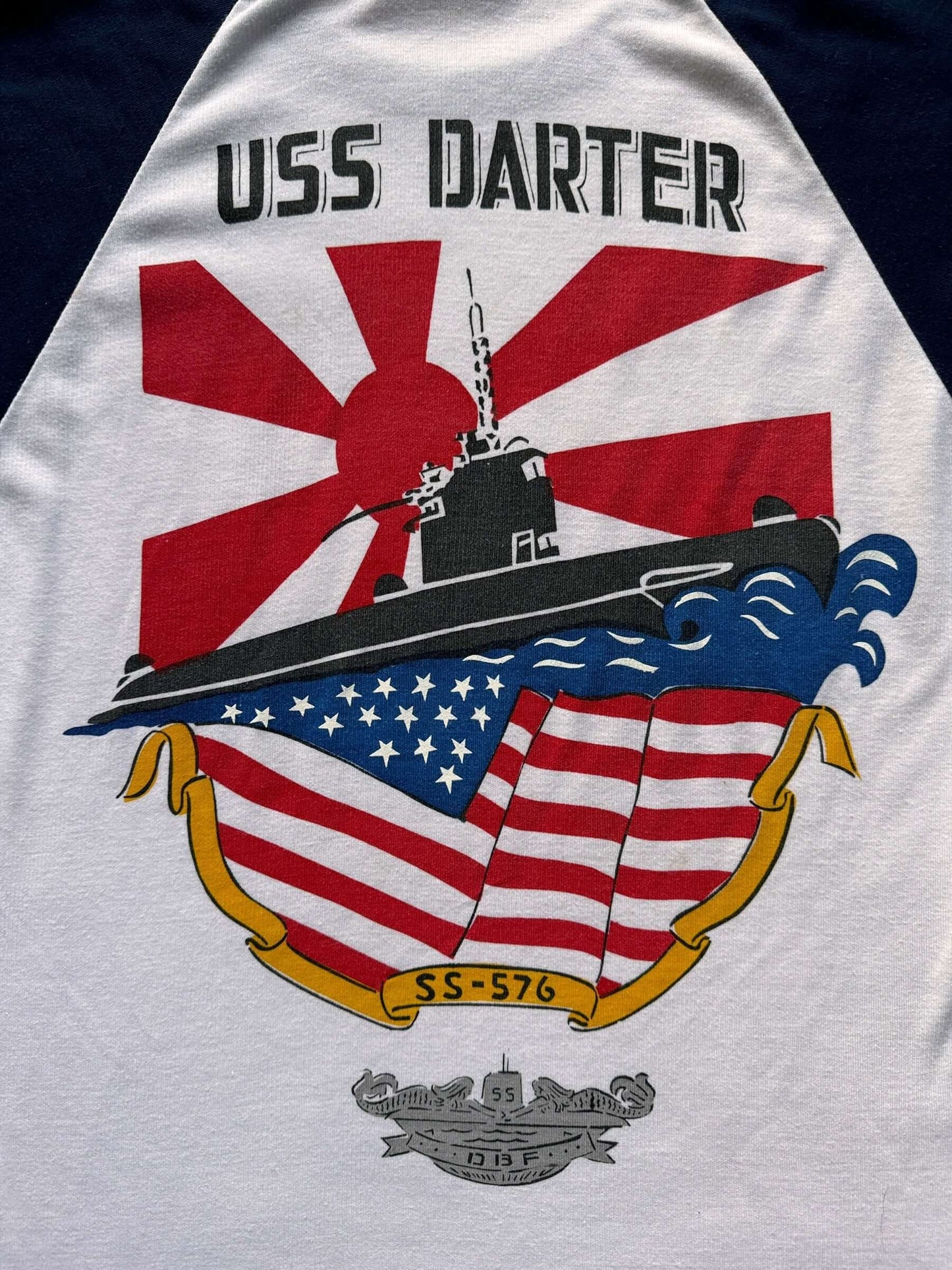 back graphic on Vintage USS Darter Raglan Tee SZ M