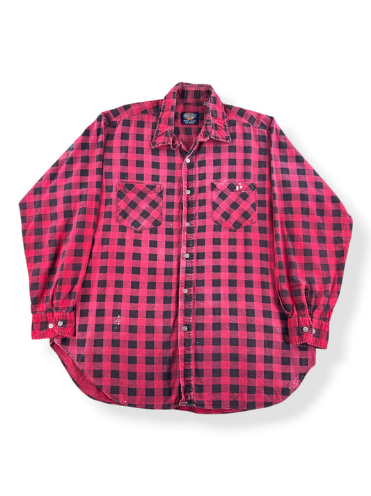 Front of Vintage Dickies Red Printed Cotton Flannel SZ XL - AS IS