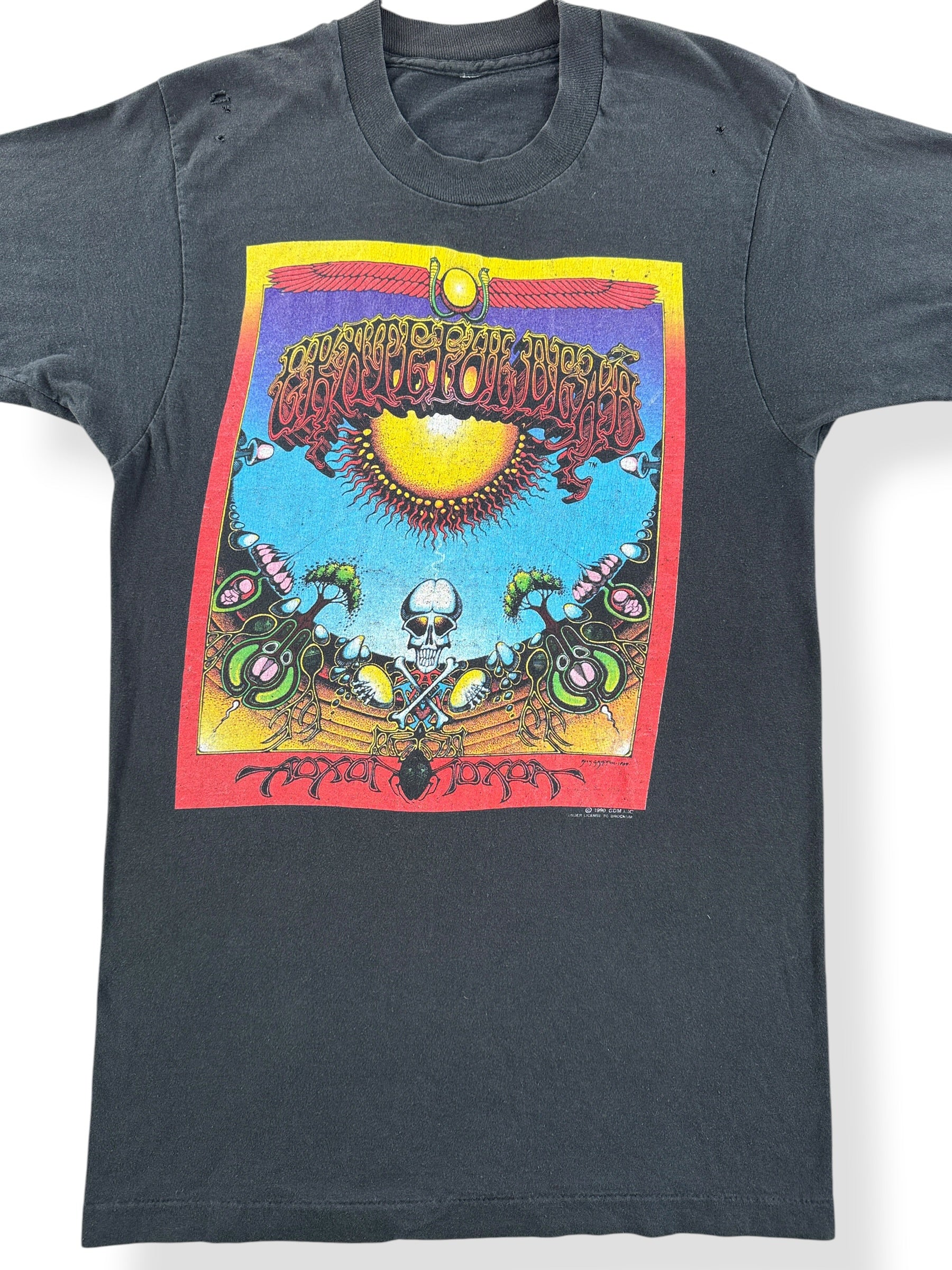 Front Close Up of Vintage 1990 Grateful Dead Aoxomoxoa Tee SZ S