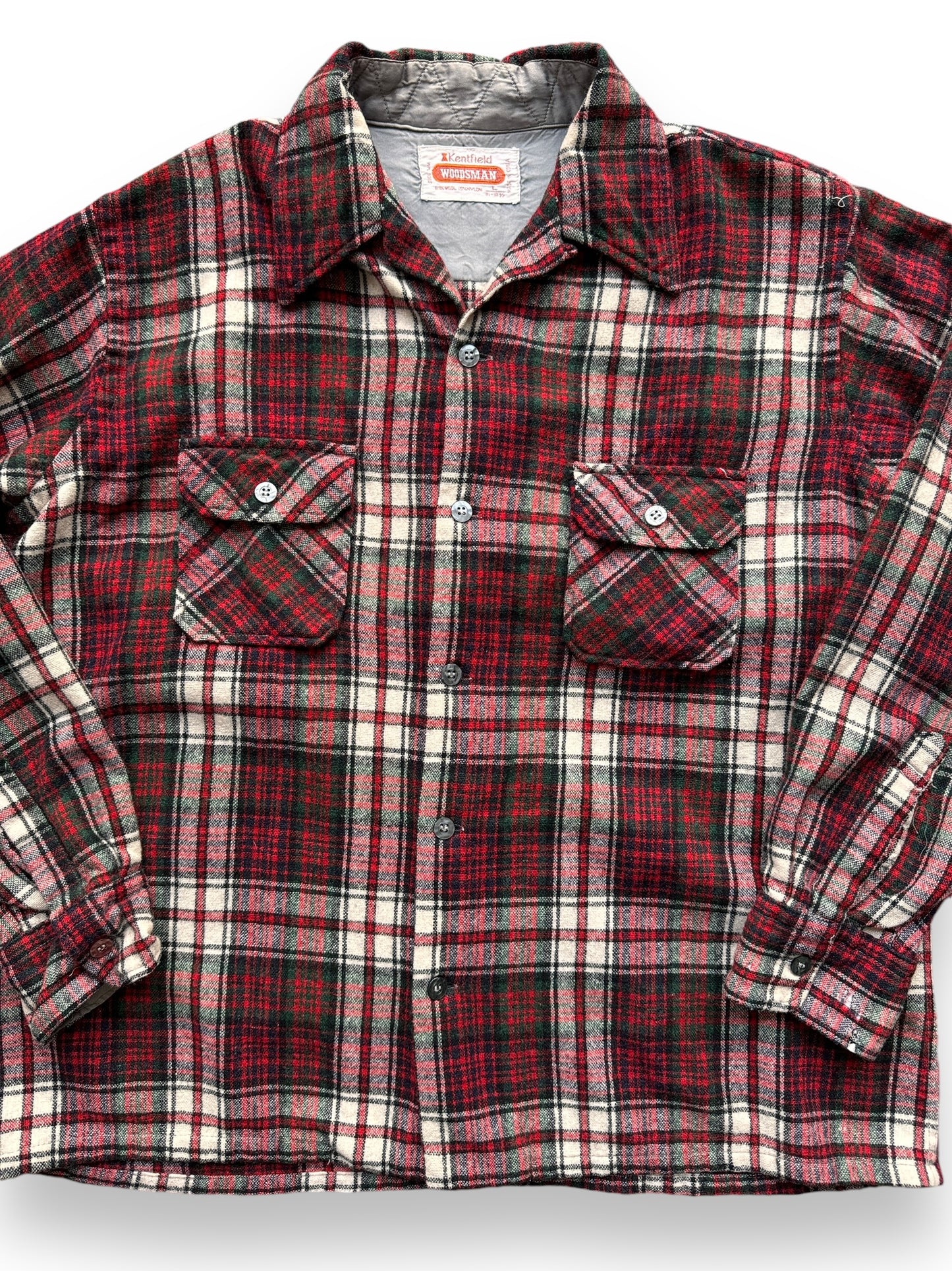 front close up of Vintage Kentfield Woodsman Wool Blend Flannel SZ L