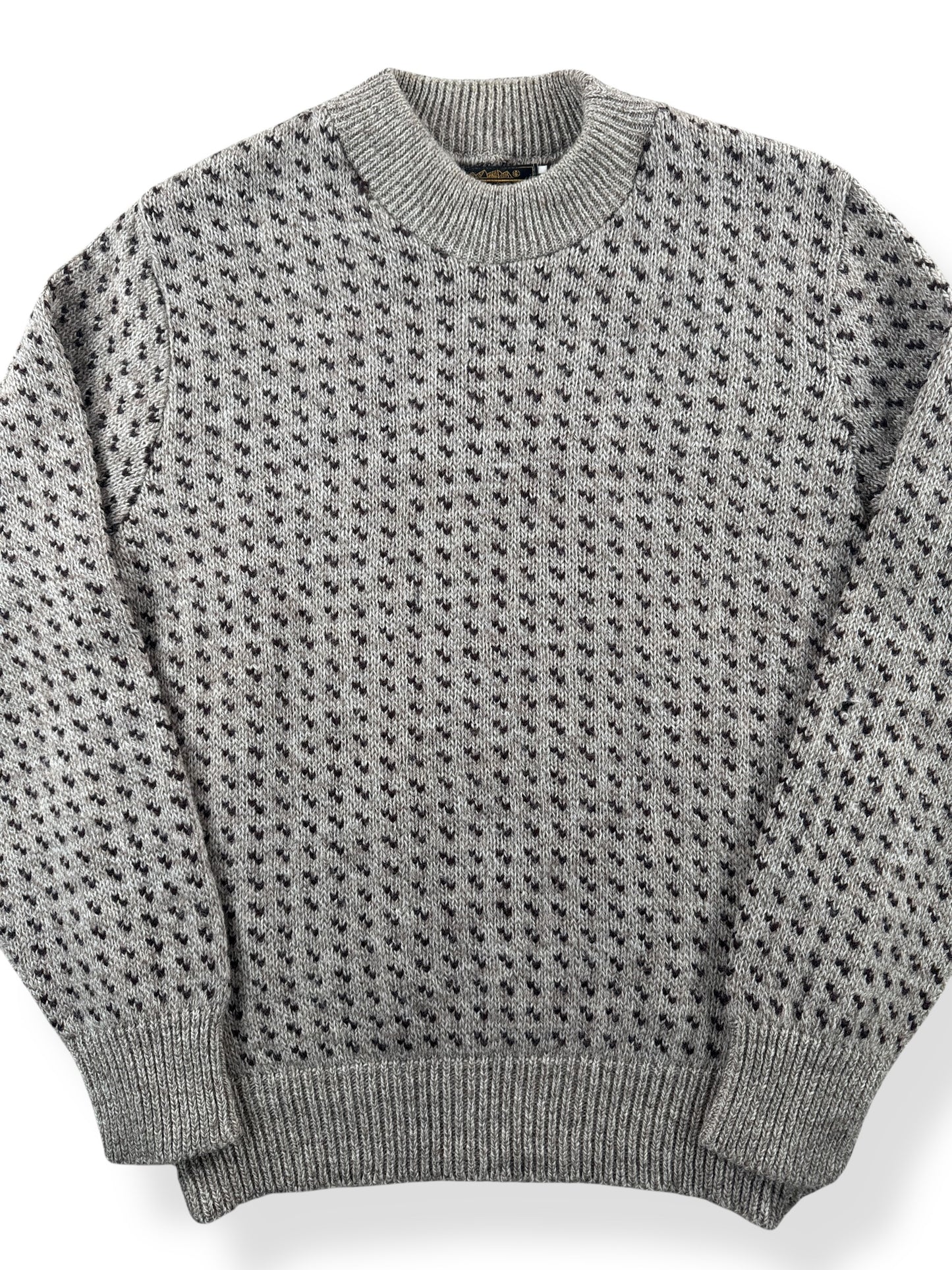 Front Close Up of Vintage Eddie Bauer Birdseye Sweater SZ M