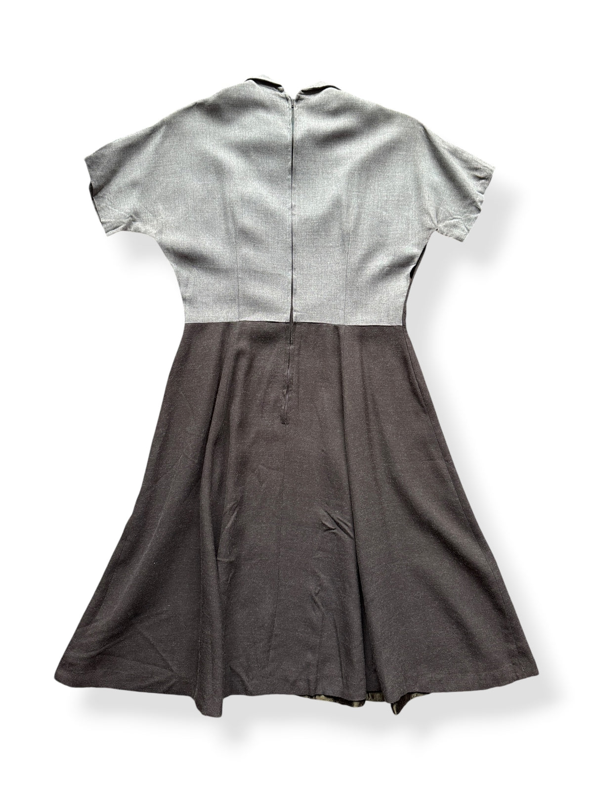 Back of Vintage 40s Grey Collared Dress SZ M - AS IS