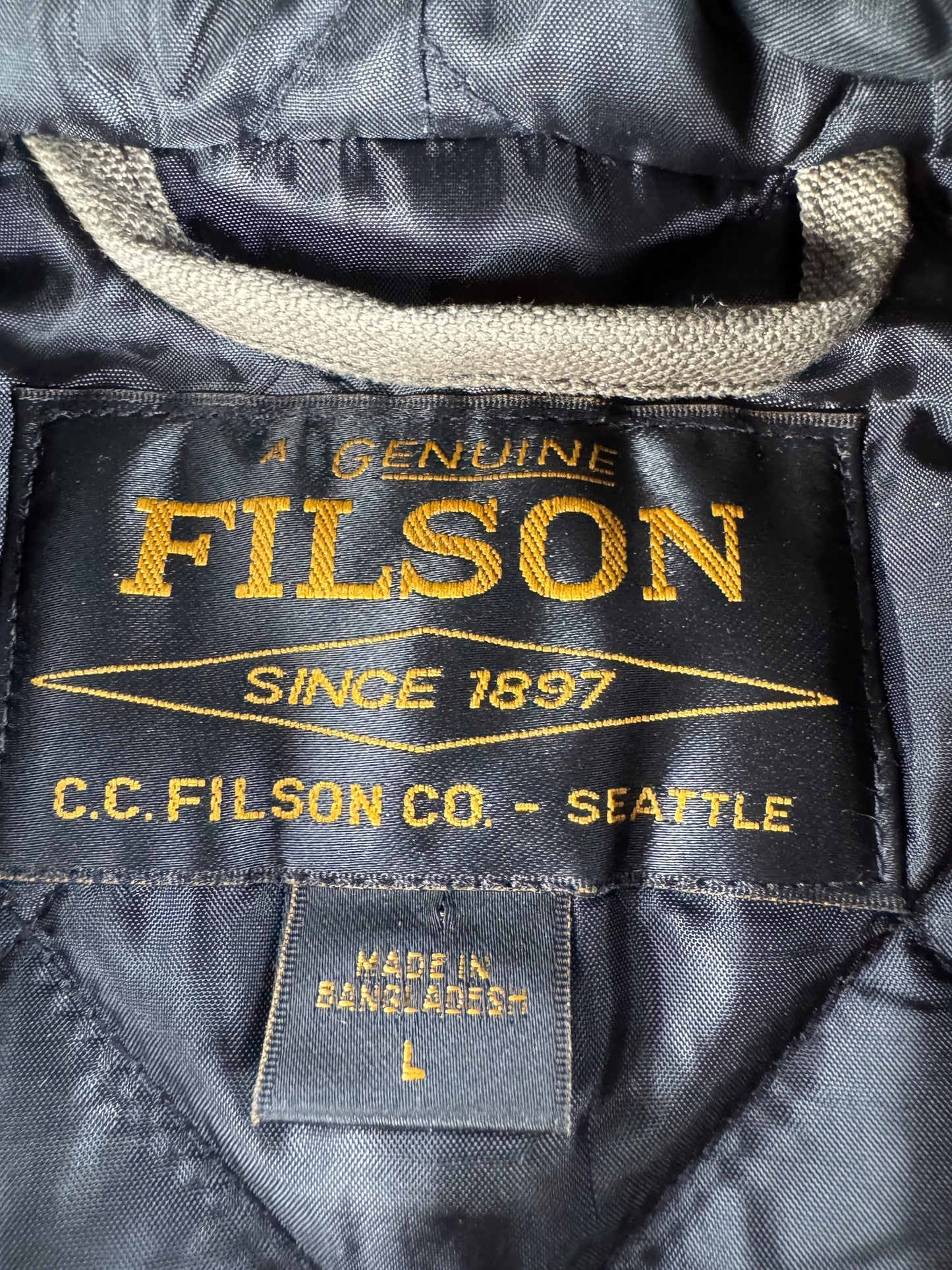 Label on Filson Worksmith Jacket SZ L