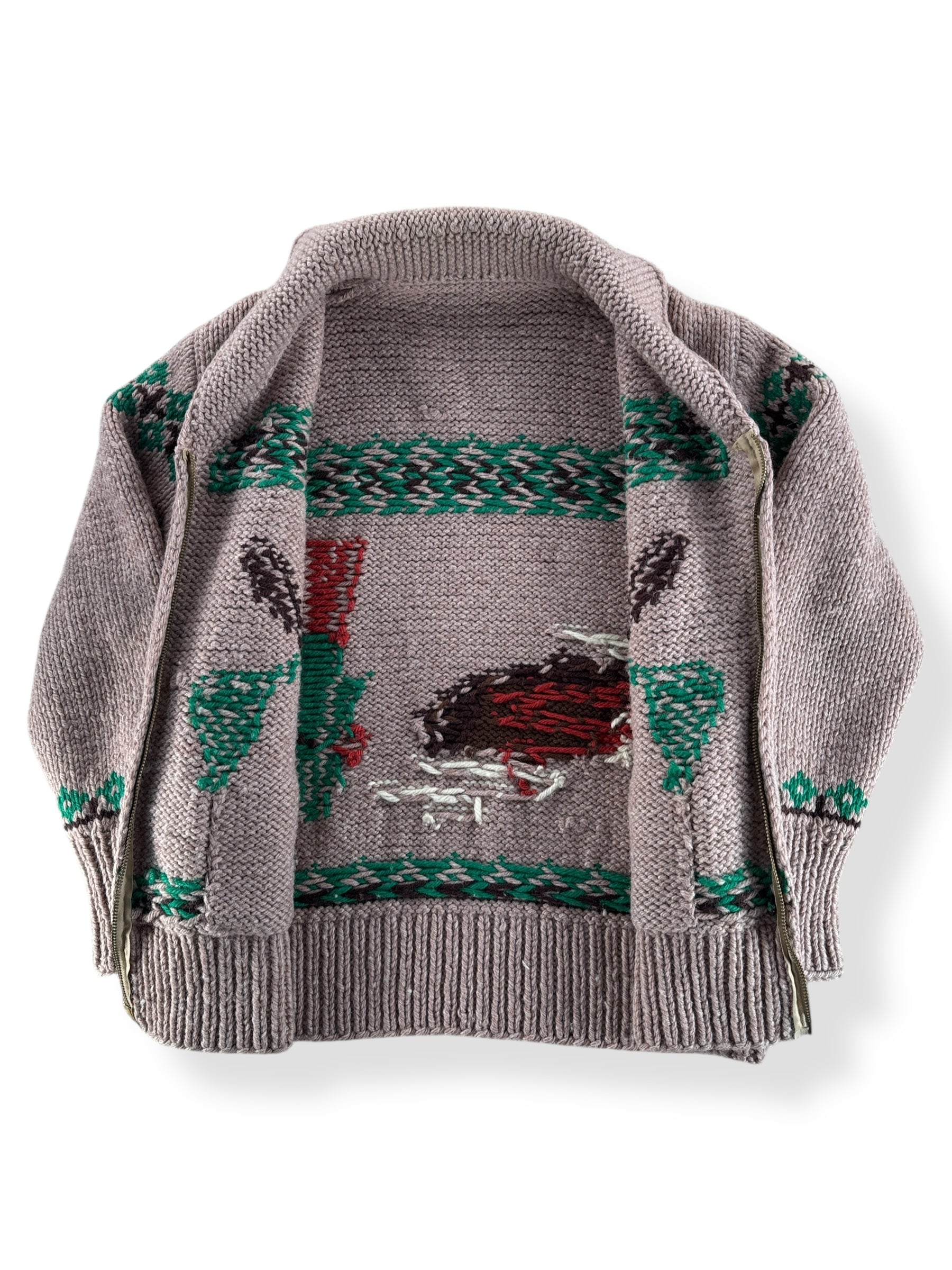 Inside of Vintage Trout Cowichan Sweater SZ L