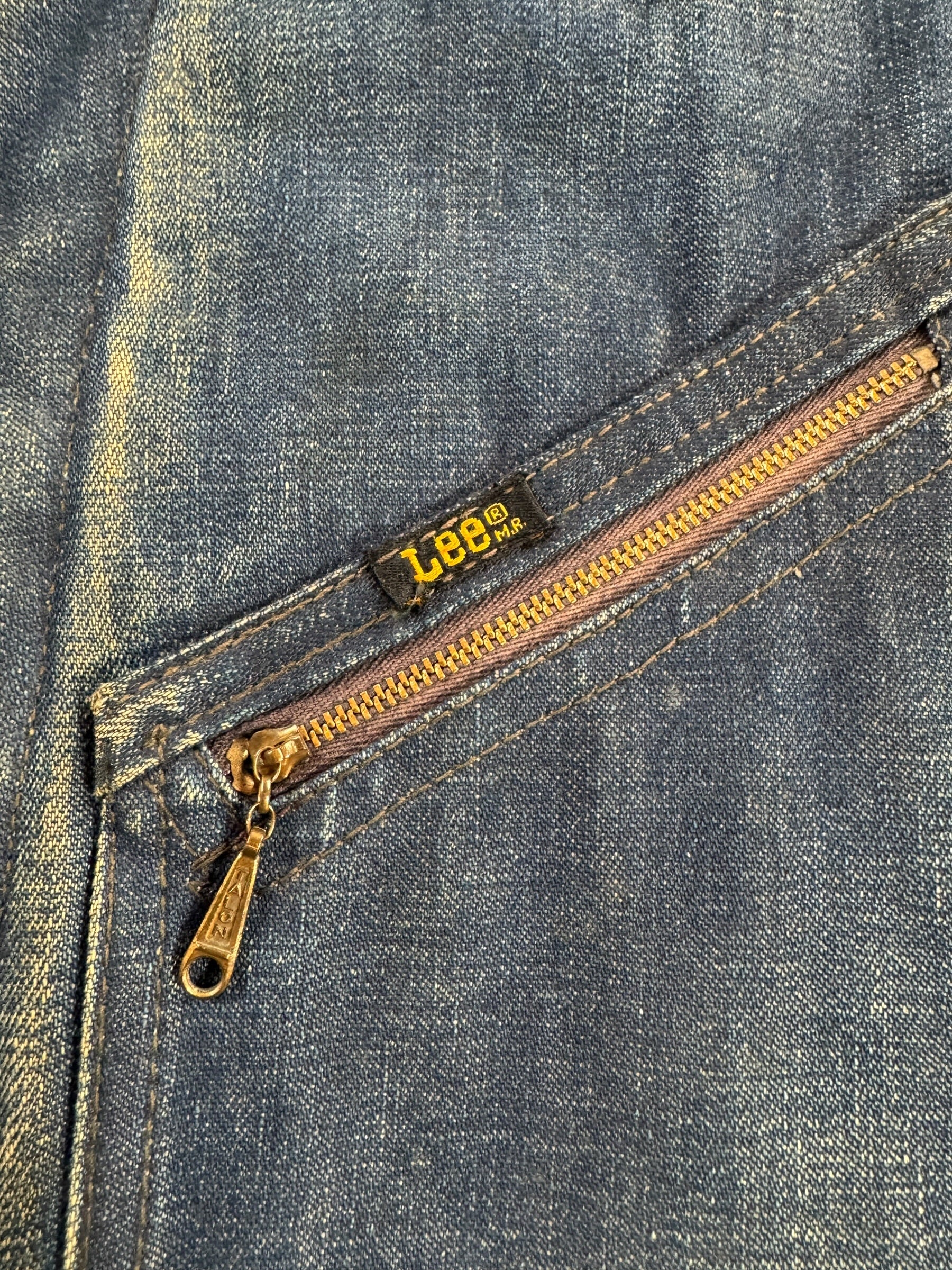 Zipper on Vintage 70s Era Lee 191-LB Denim Jacket SZ 38