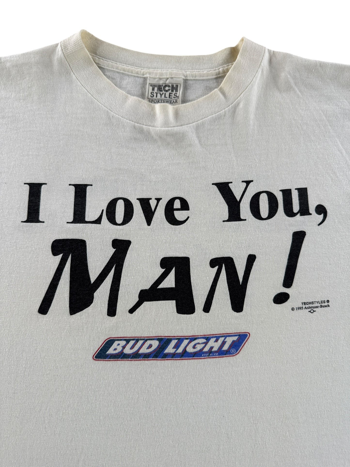 Graphic of Vintage I Love You Man Bud Light Beer Tee SZ L