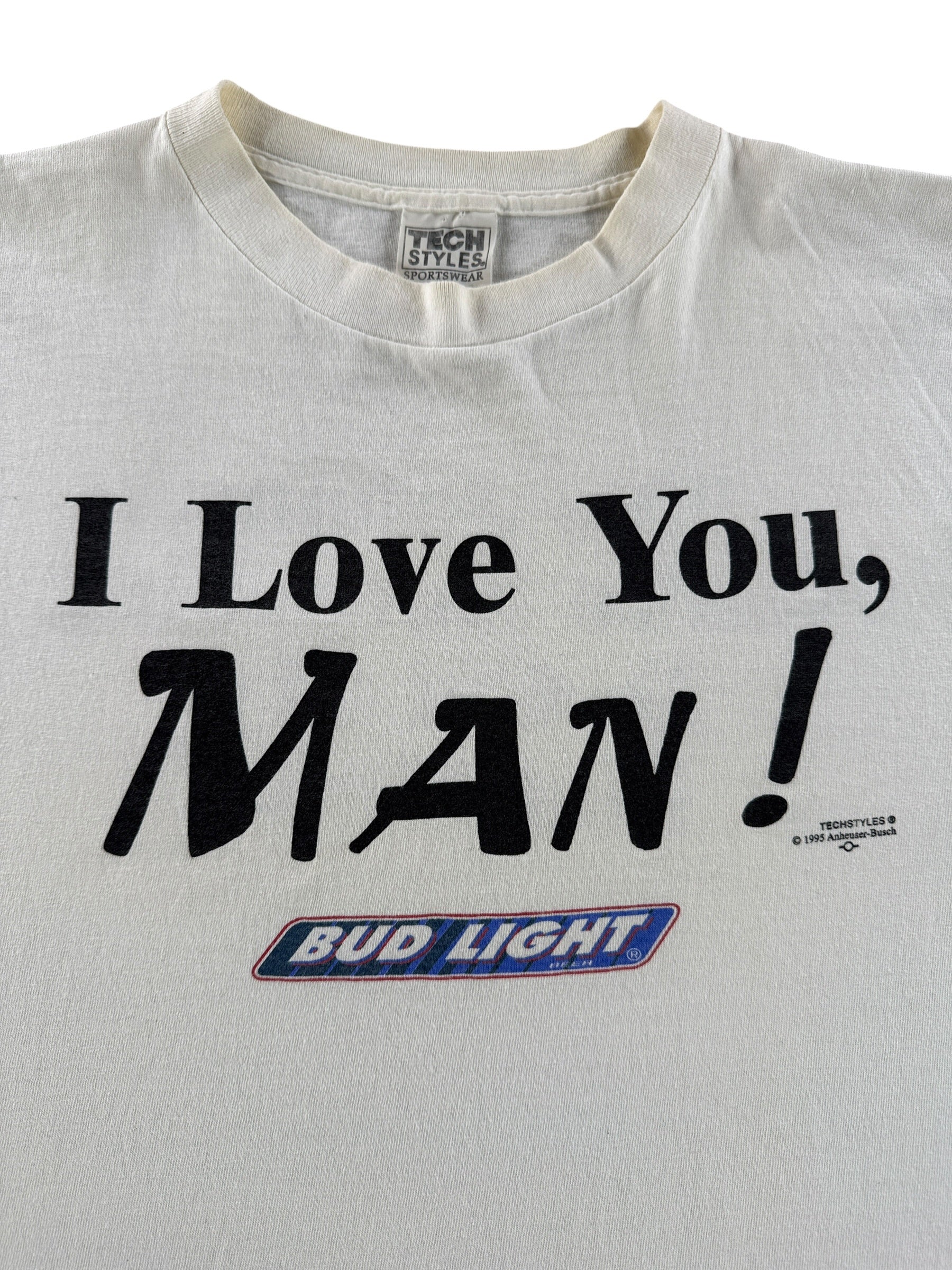 Graphic of Vintage I Love You Man Bud Light Beer Tee SZ L
