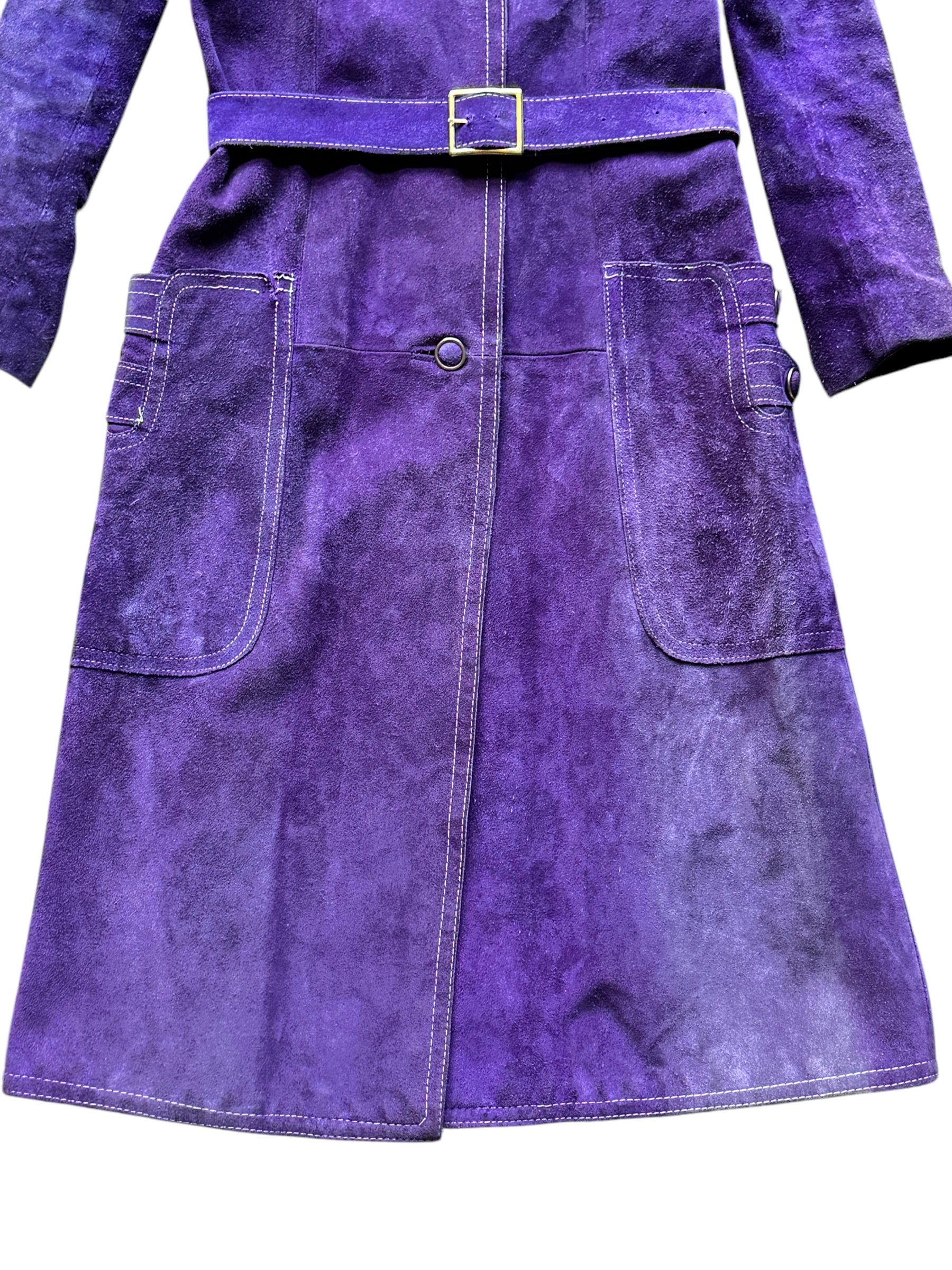 Bottom view of 1960s Purple Suede Trench Coat S