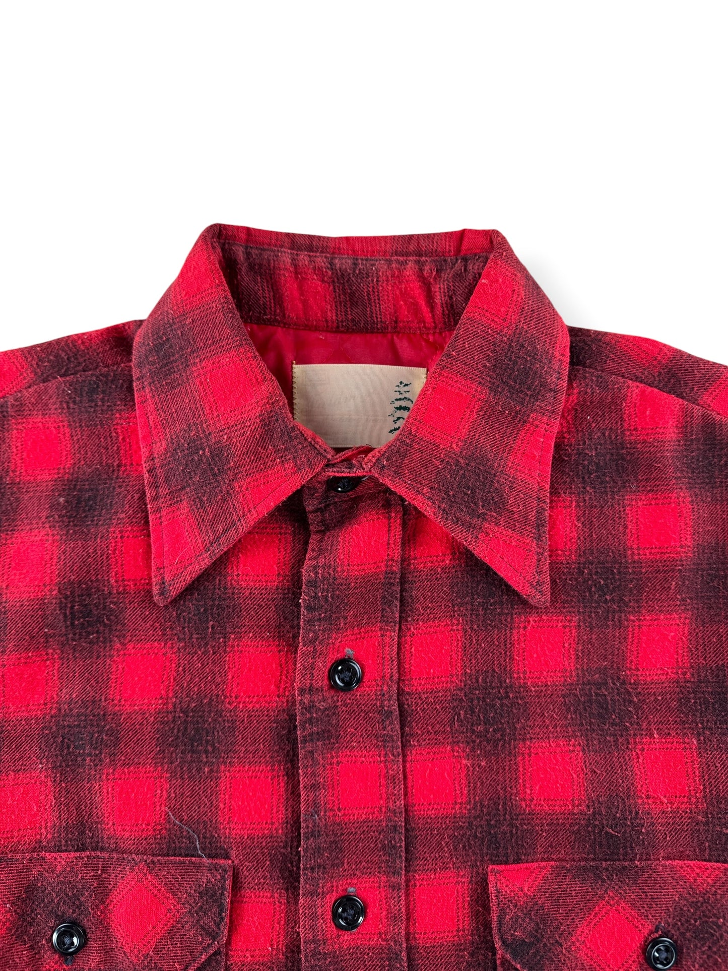 Collar on Vintage Sears Shadowplaid Quilted Flannel SZ XL