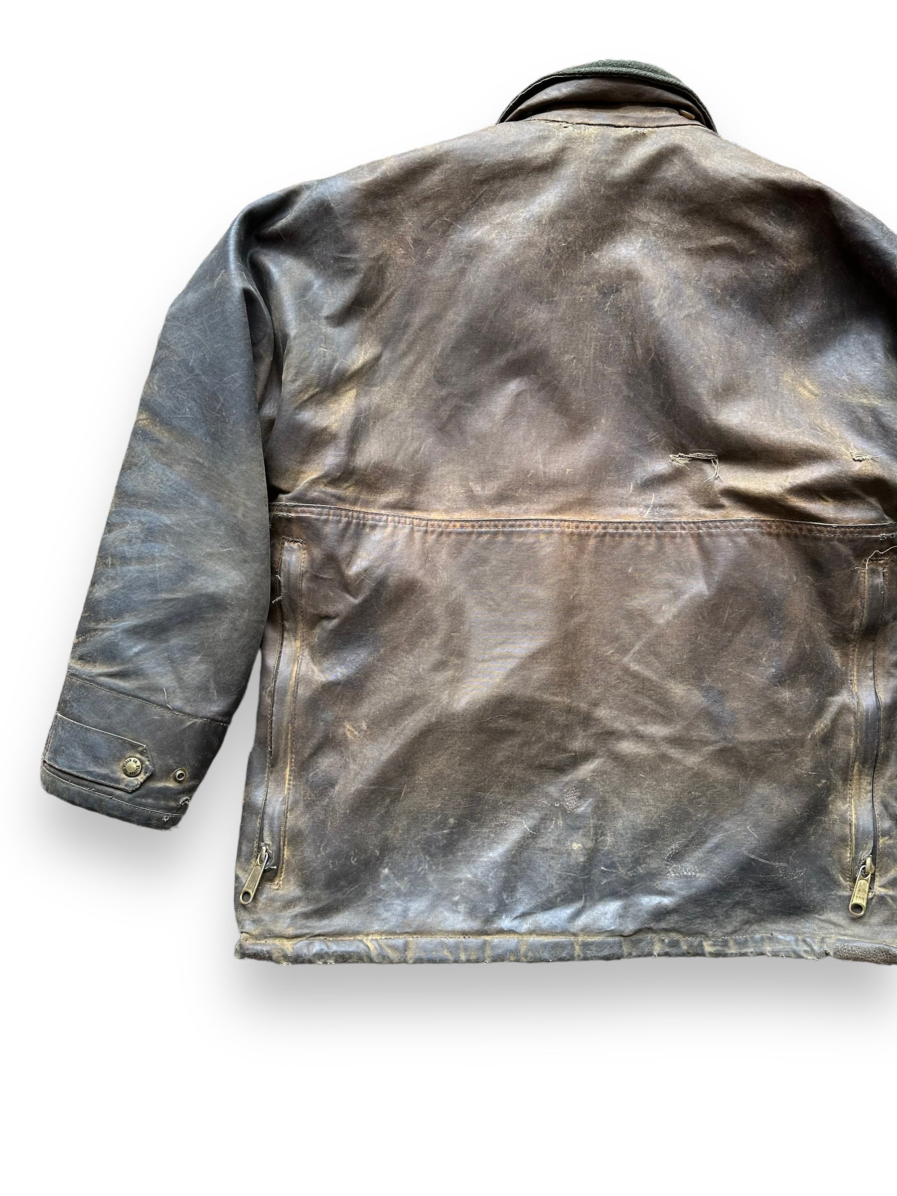 Left Rear View of Filson Nasty Boy Tin Cloth Field Jacket SZ 42 |  Filson Tin Cloth Jacket | Vintage Workwear Seattle