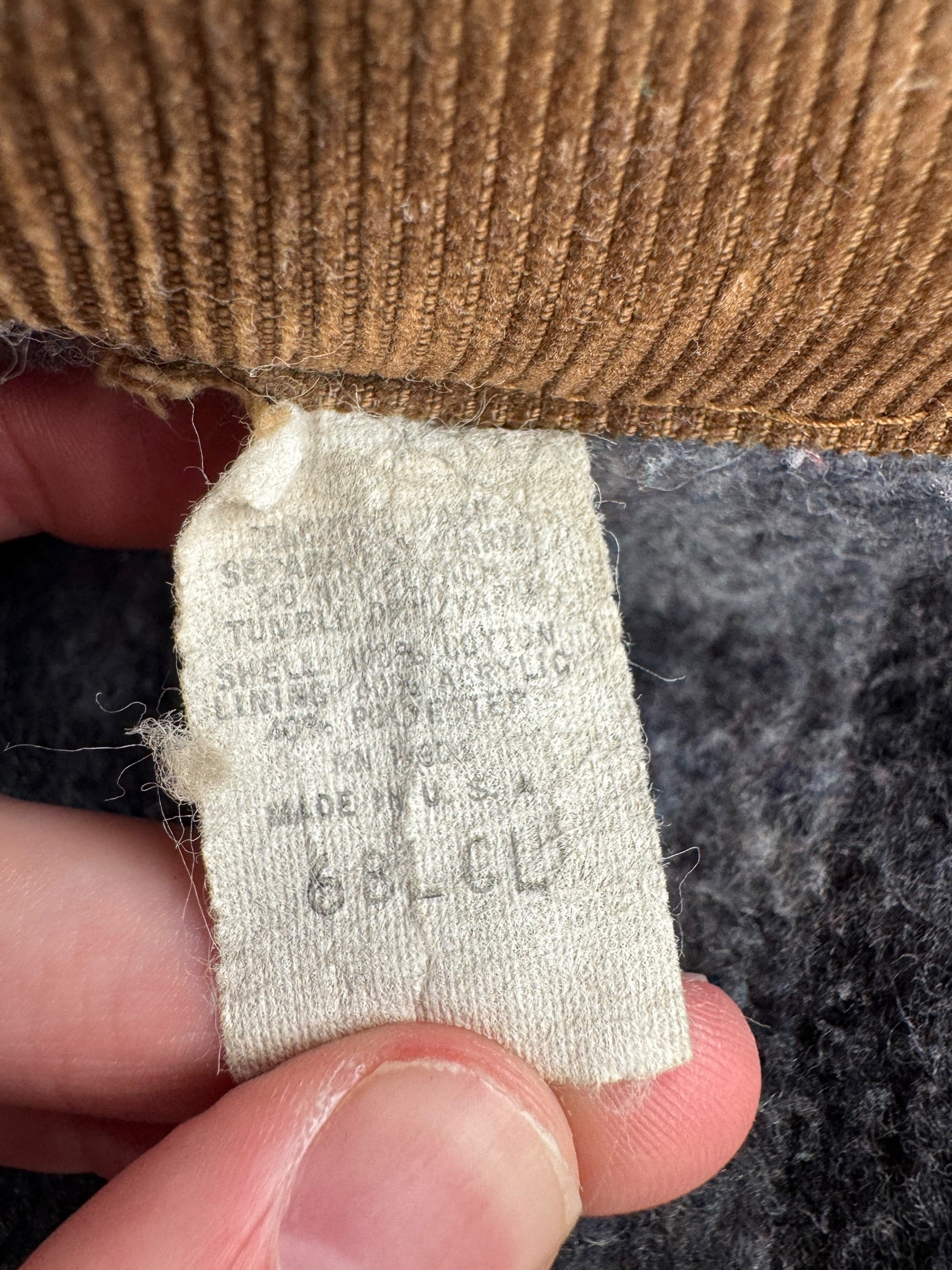 Tag on Vintage 70s Carhartt Chore Coat SZ 44