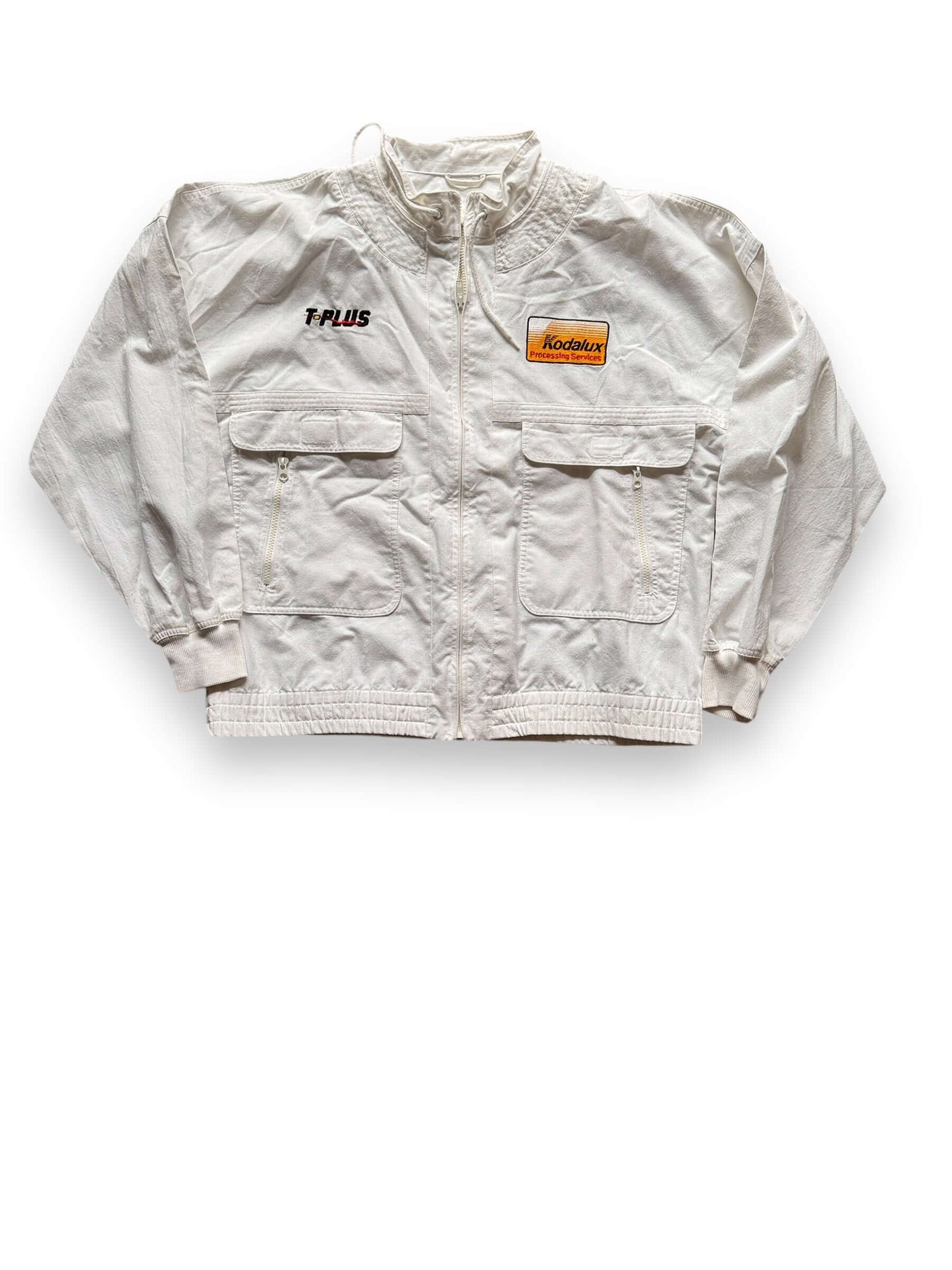 Front Flat Lay View of Vintage Kodalux White Jacket SZ L