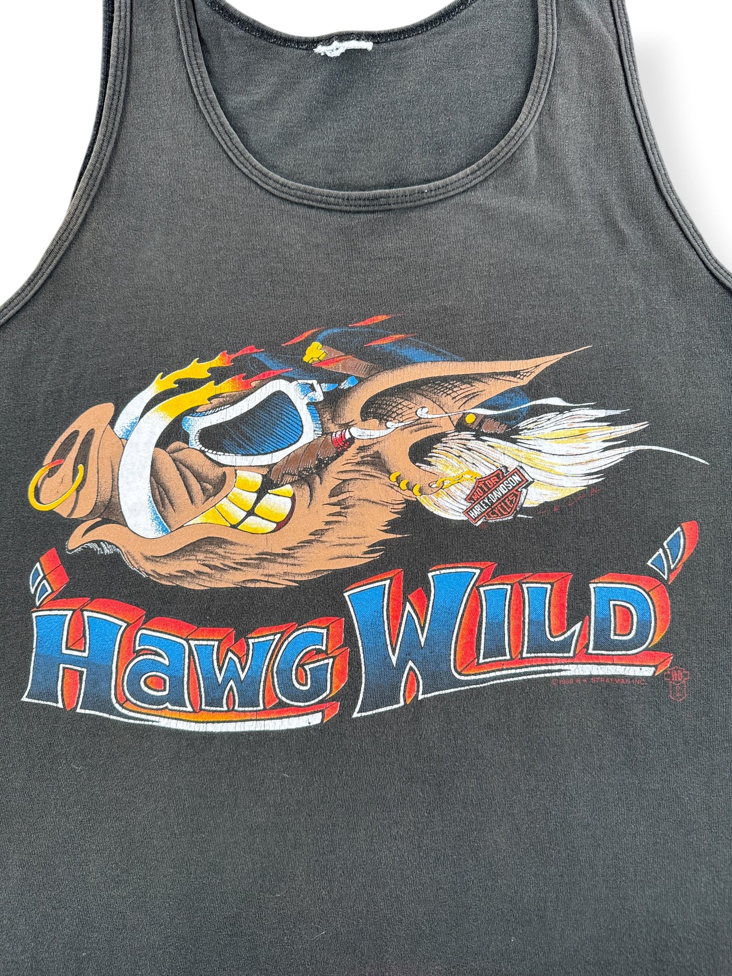Front Close Up of Vintage Hawg Wild Tank Top SZ L