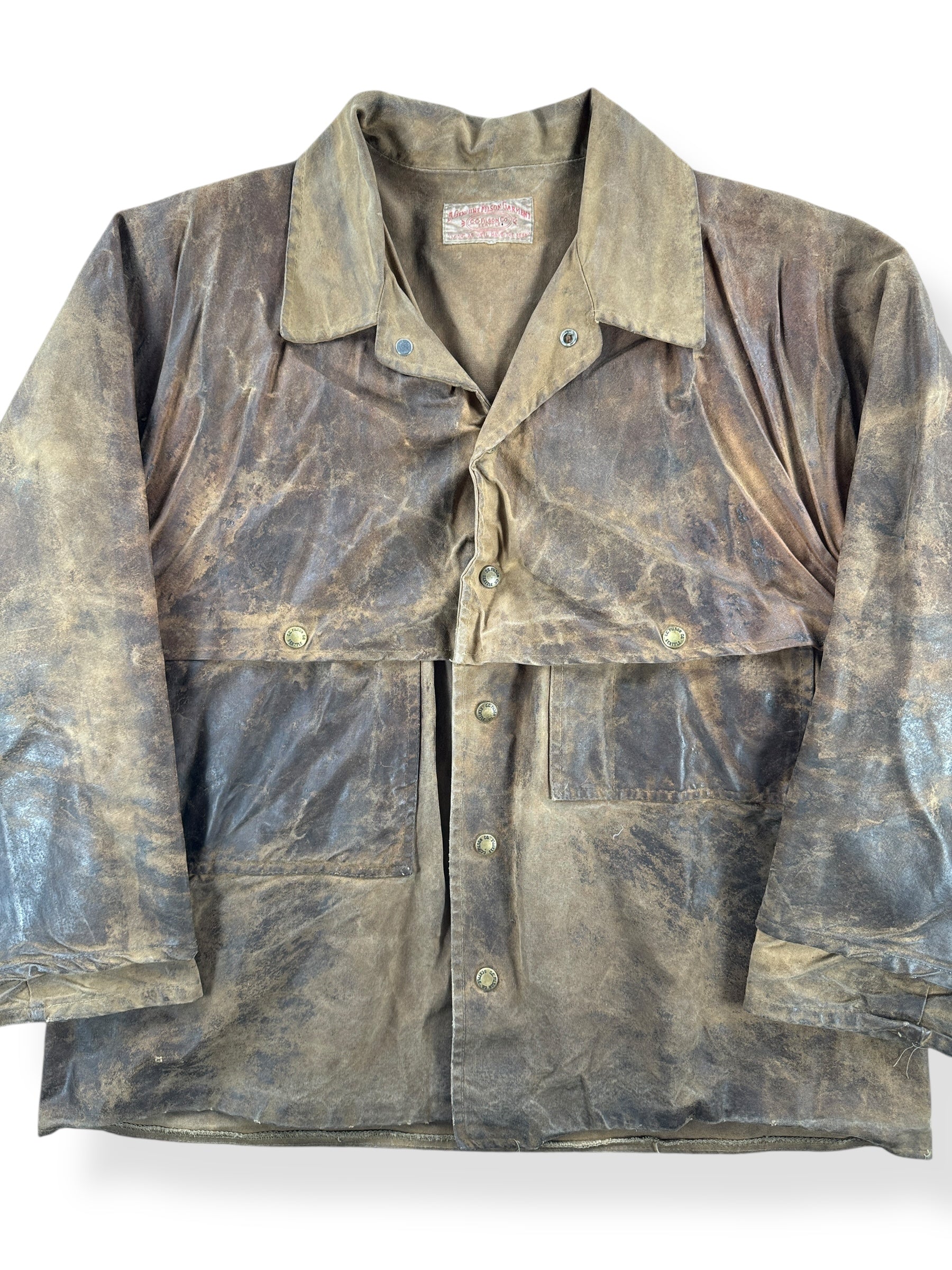 Front Close Up of Vintage Filson Tin Cloth Jacket SZ M