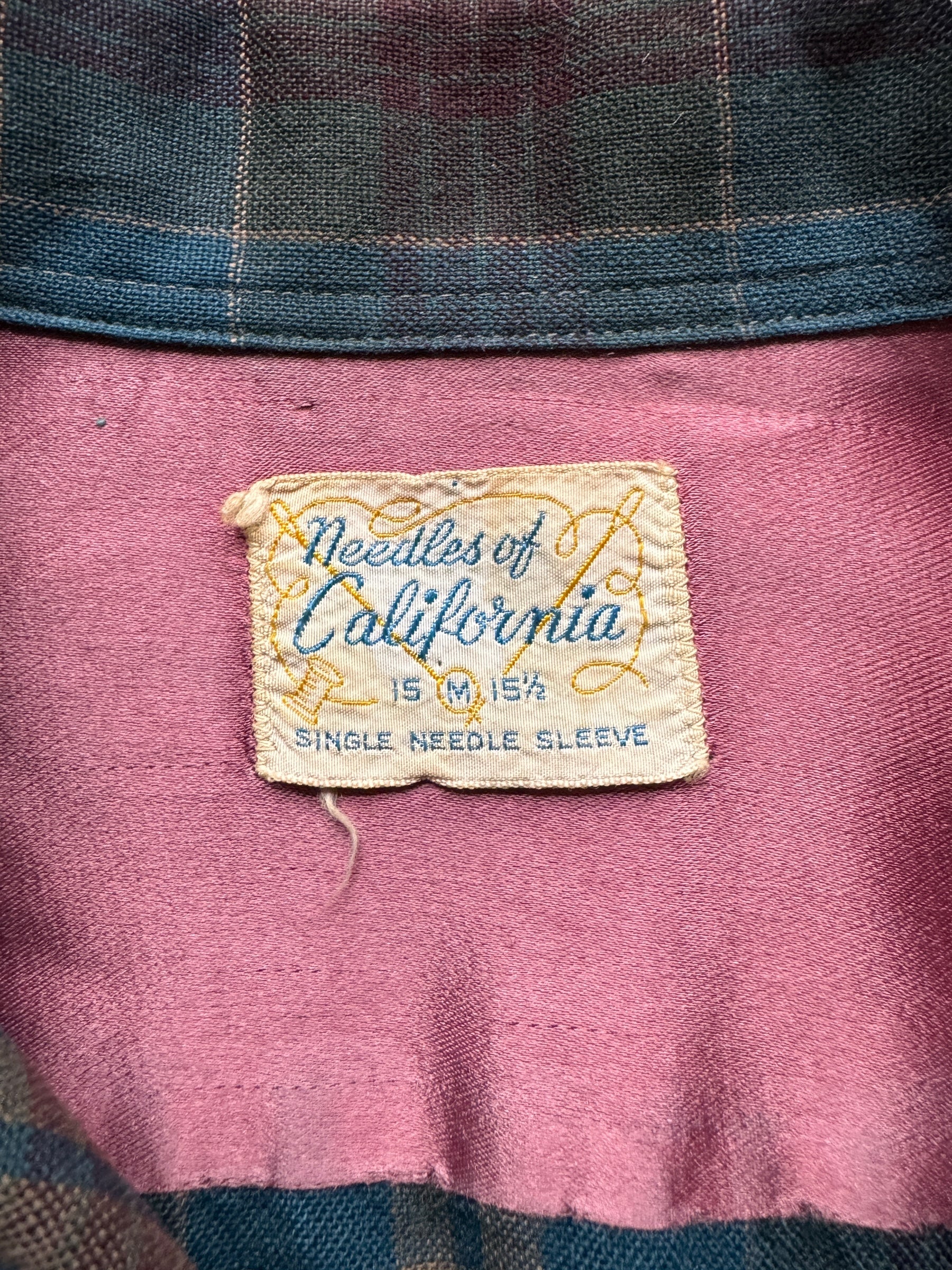 tag on Vintage Needles of California Worsted Wool Flannel SZ M