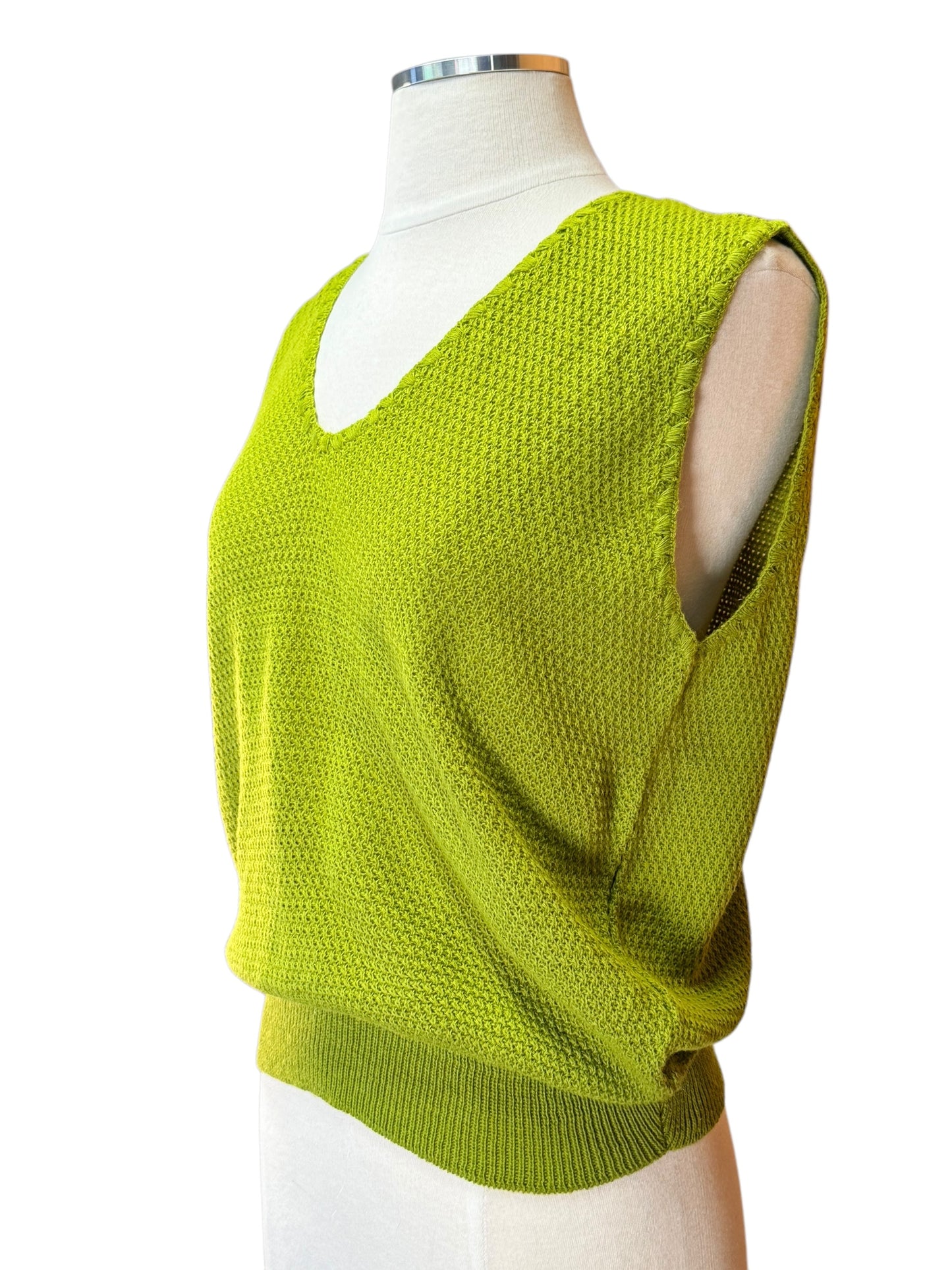 Side view of 1960s Green V-Neck Sweater Vest M