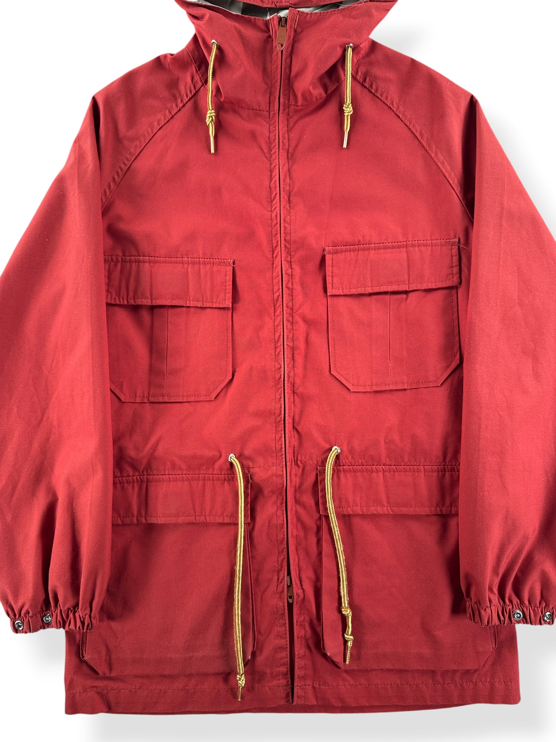 Front Close Up of Vintage Woolrich Brick Red Parka SZ S