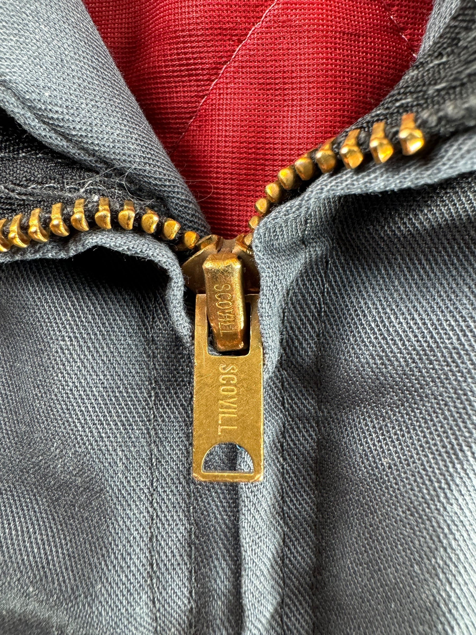 Zipper on Vintage Work Wear Gas Station Jacket Quilted Liner SZ M