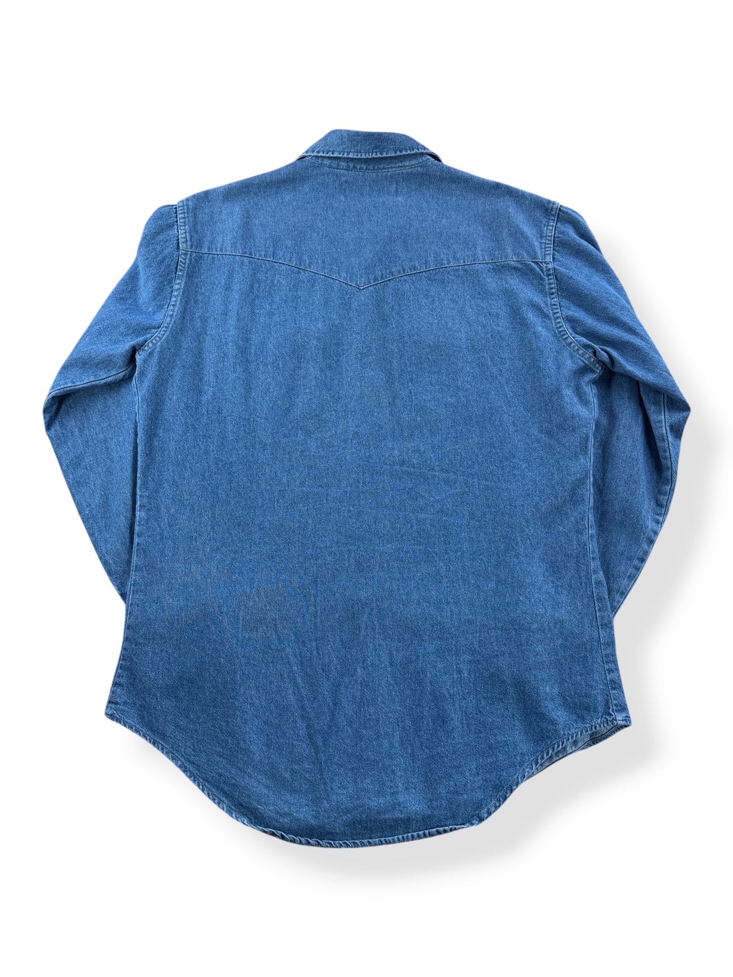 Back of Vintage Big Mac Denim Pearl Snap Shirt SZ L