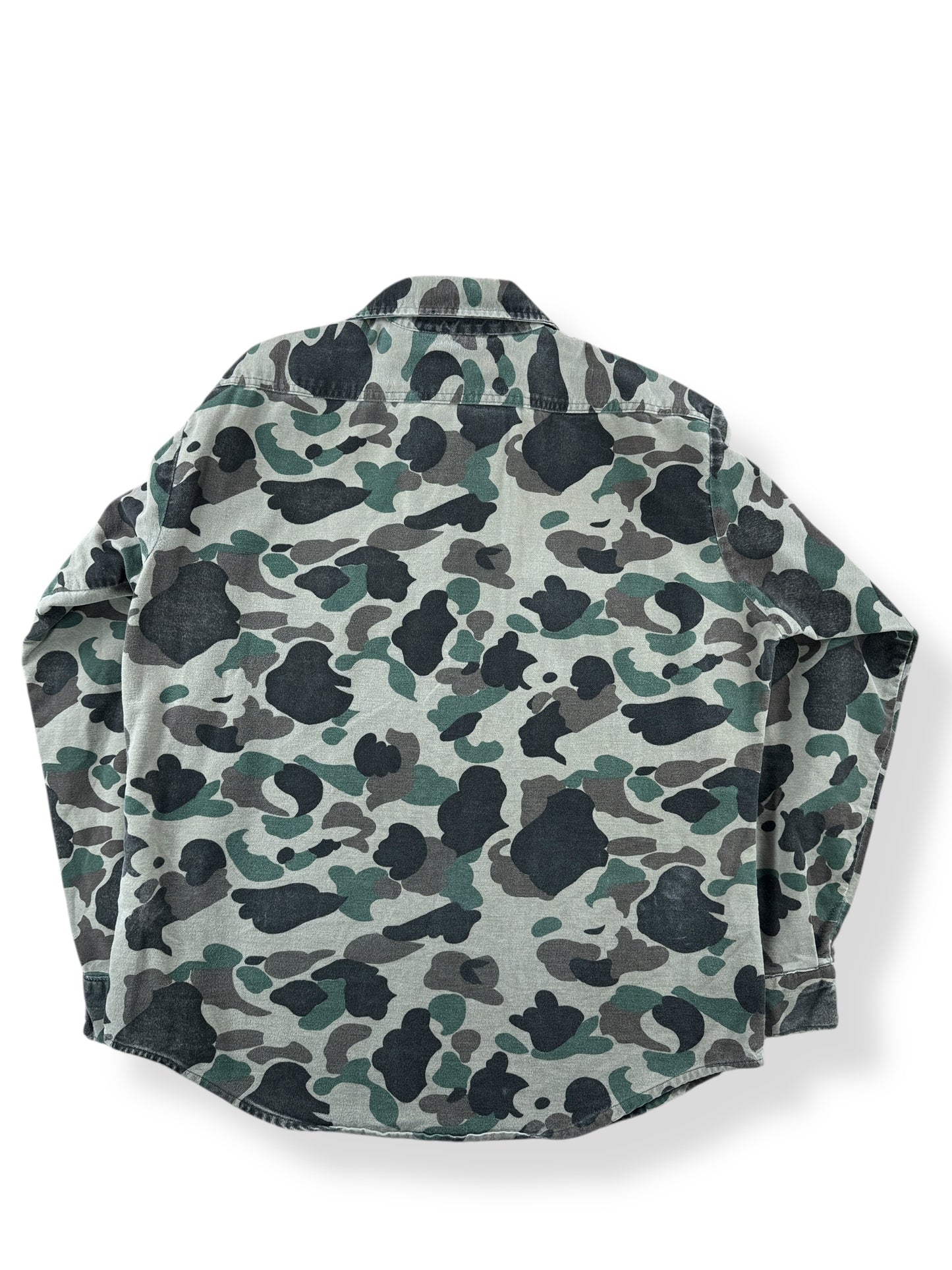 Back of Vintage 5 Brother Camo Chamois Shirt SZ L