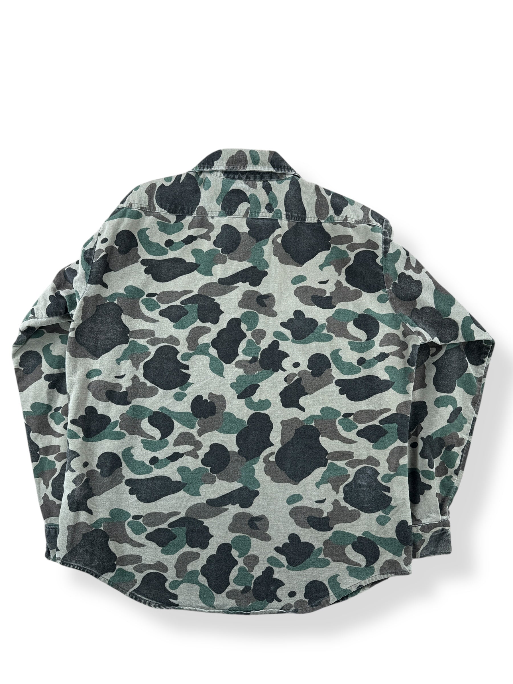 Back of Vintage 5 Brother Camo Chamois Shirt SZ L