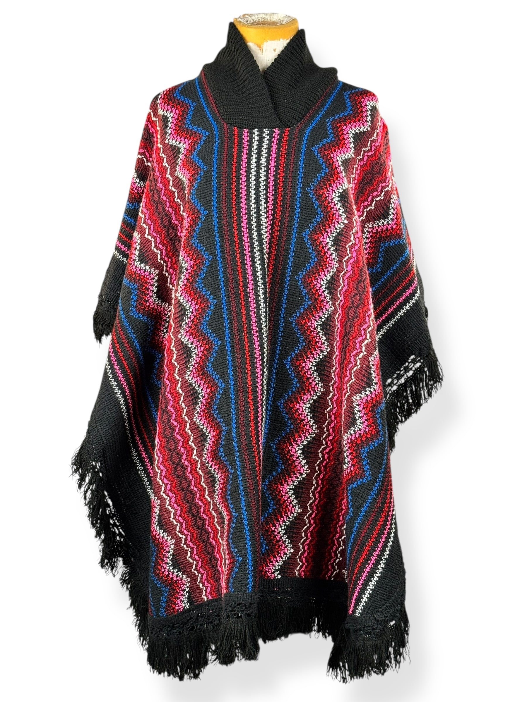 Front of 1970s Colorful Acrylic Poncho L