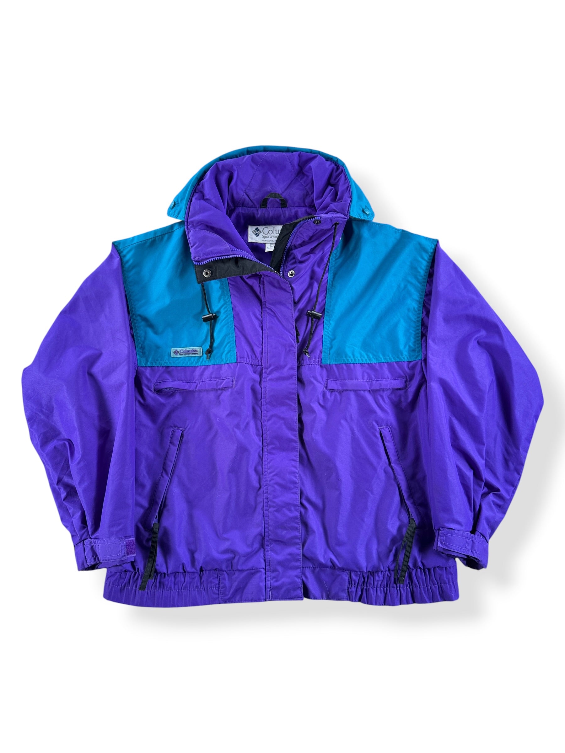 Front of Vintage Women's Purple Columbia Nylon Jacket SZ M