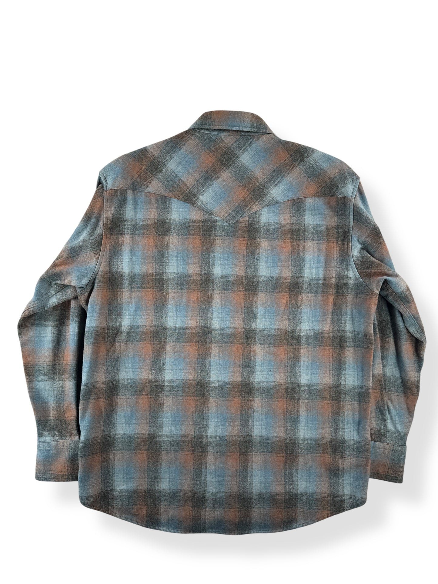 Back of Pre-2009 Pendleton Shadow Plaid Western Shirt SZ L
