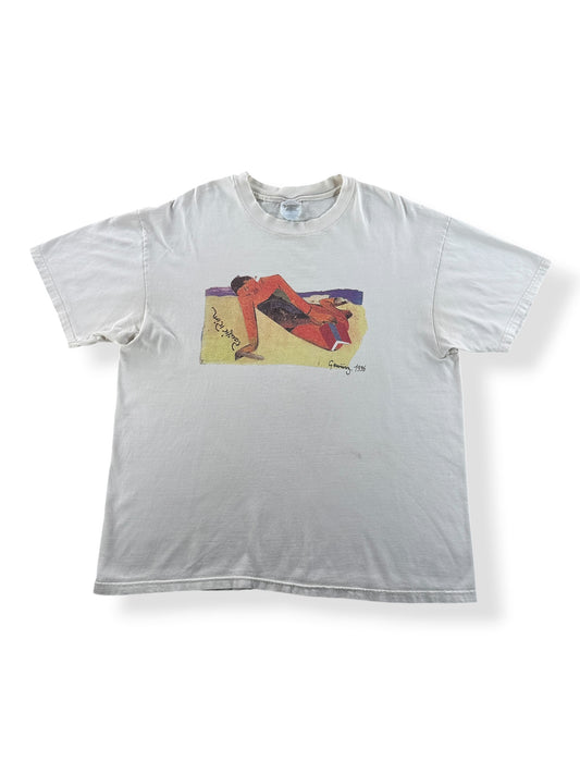 Front of Vintage Beach Scene Art Tee SZ XL