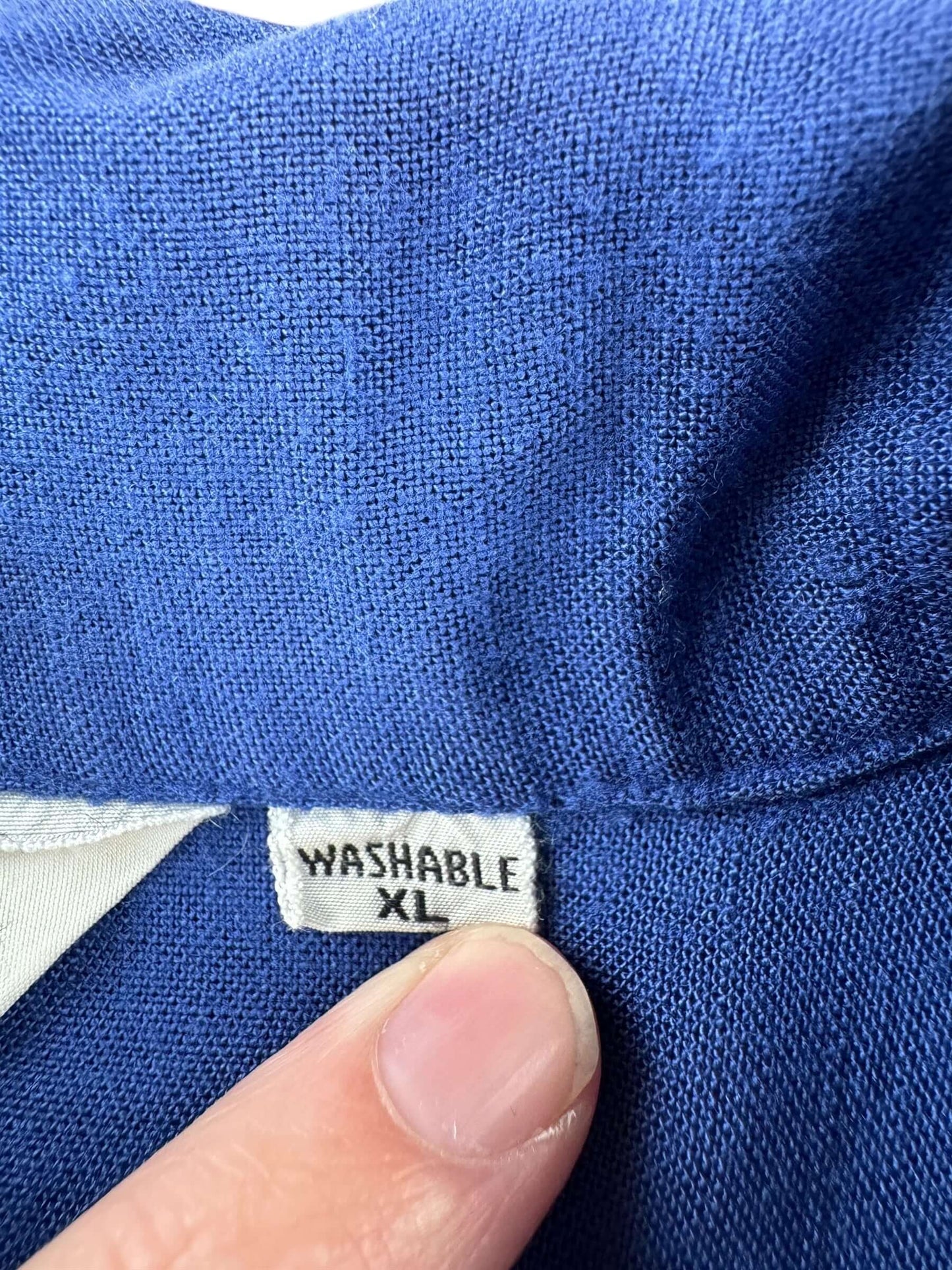 XL on Vintage Mr Joel Deep Blue Loop Collar Short Sleeve Shirt SZ L