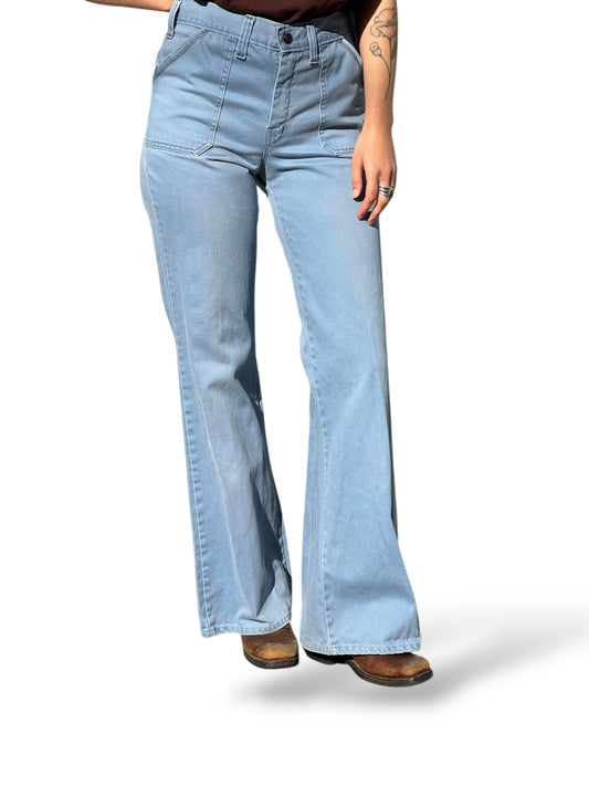 Front on Body of Vintage 70s Flared Trousers W29
