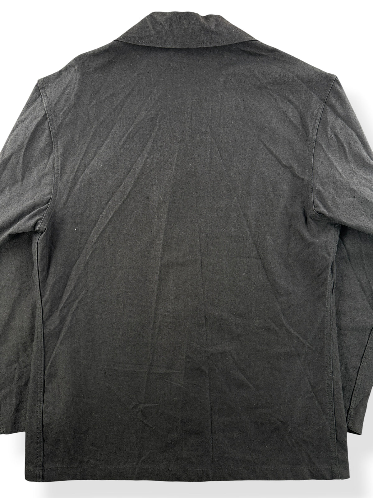 Close-up of the back of Vintage Black Euro Military Top SZ M
