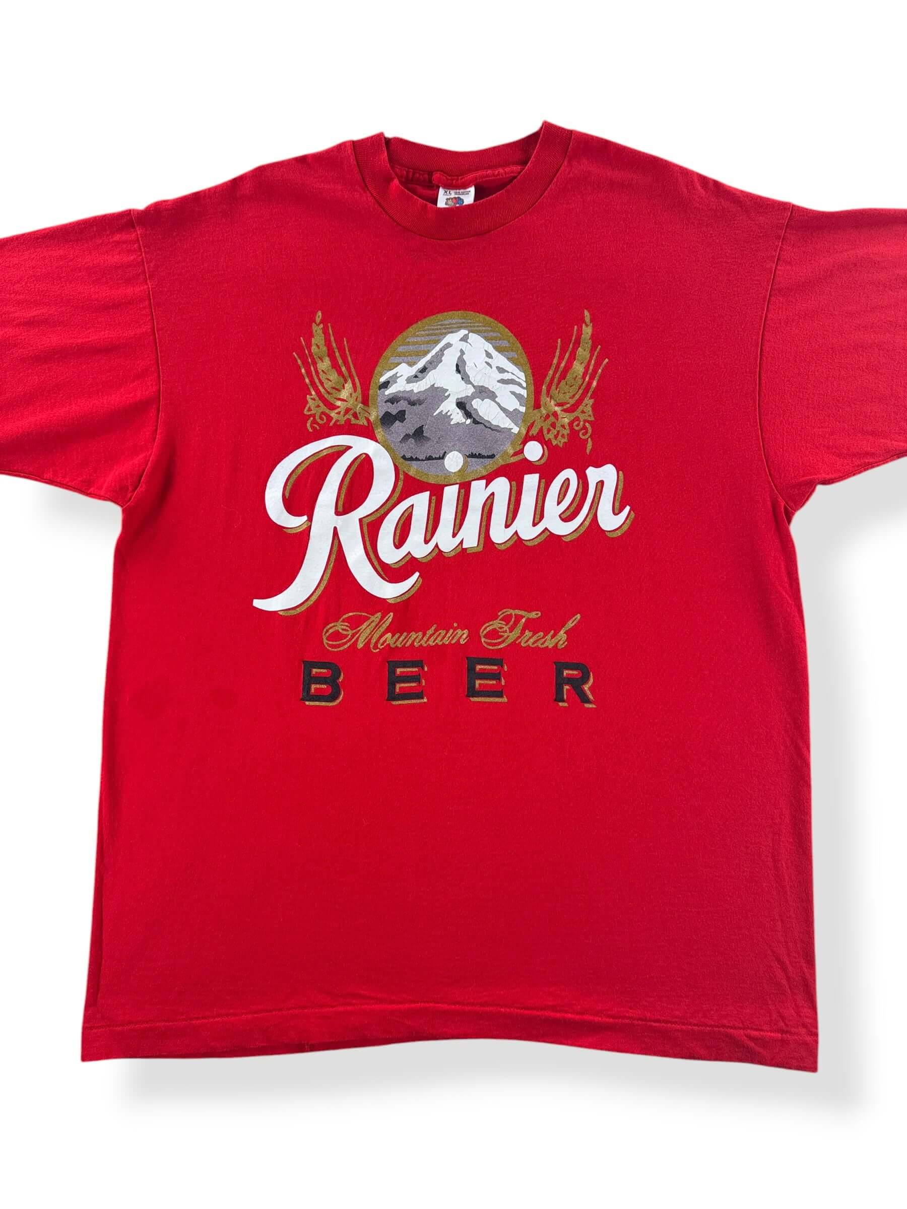 Front Close Up of Vintage Rainier Beer Tee SZ XL (Fits L)