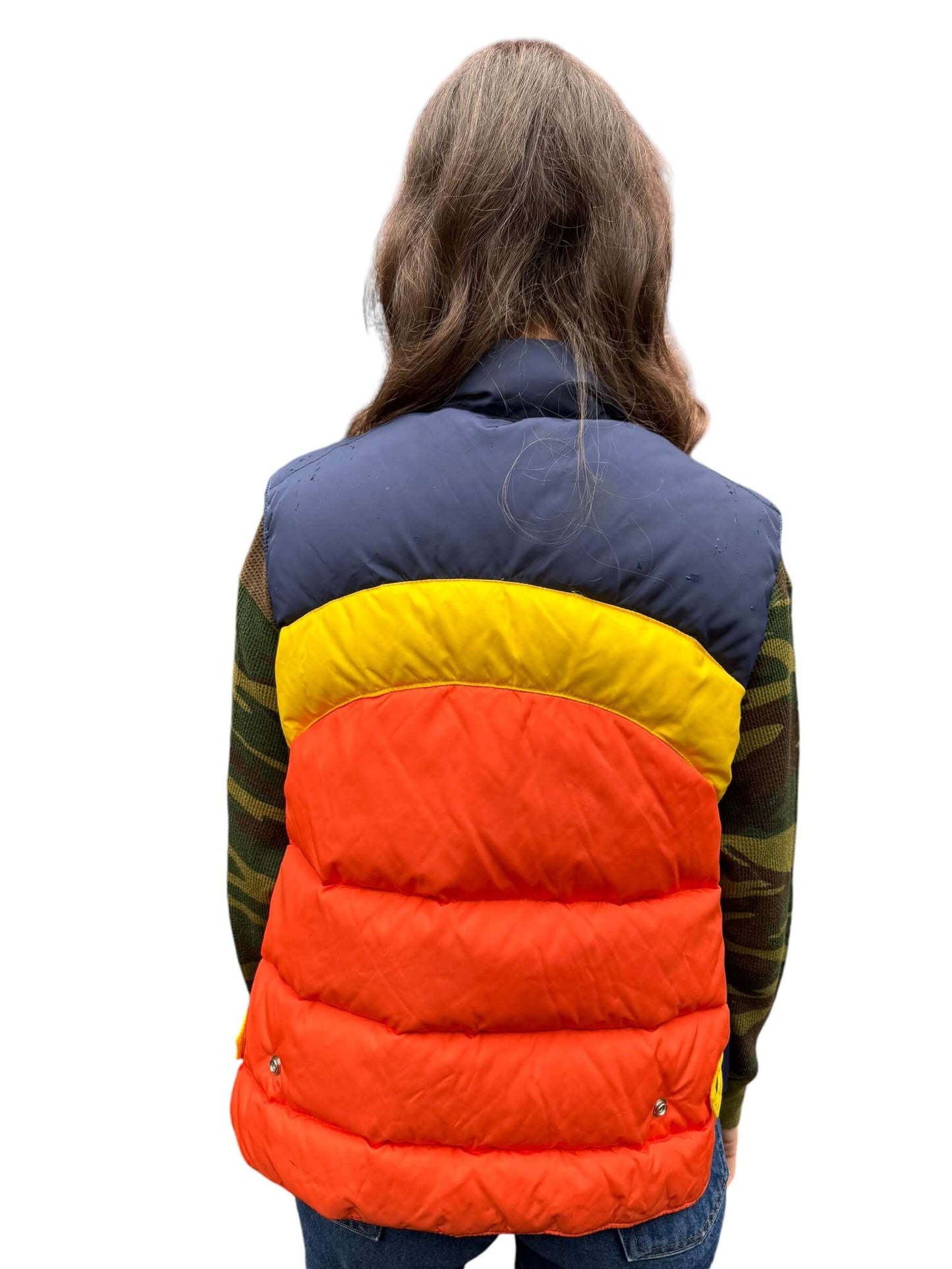 Back model view of 1970s Women's Mountain Goat by White Stag Puffer Vest M