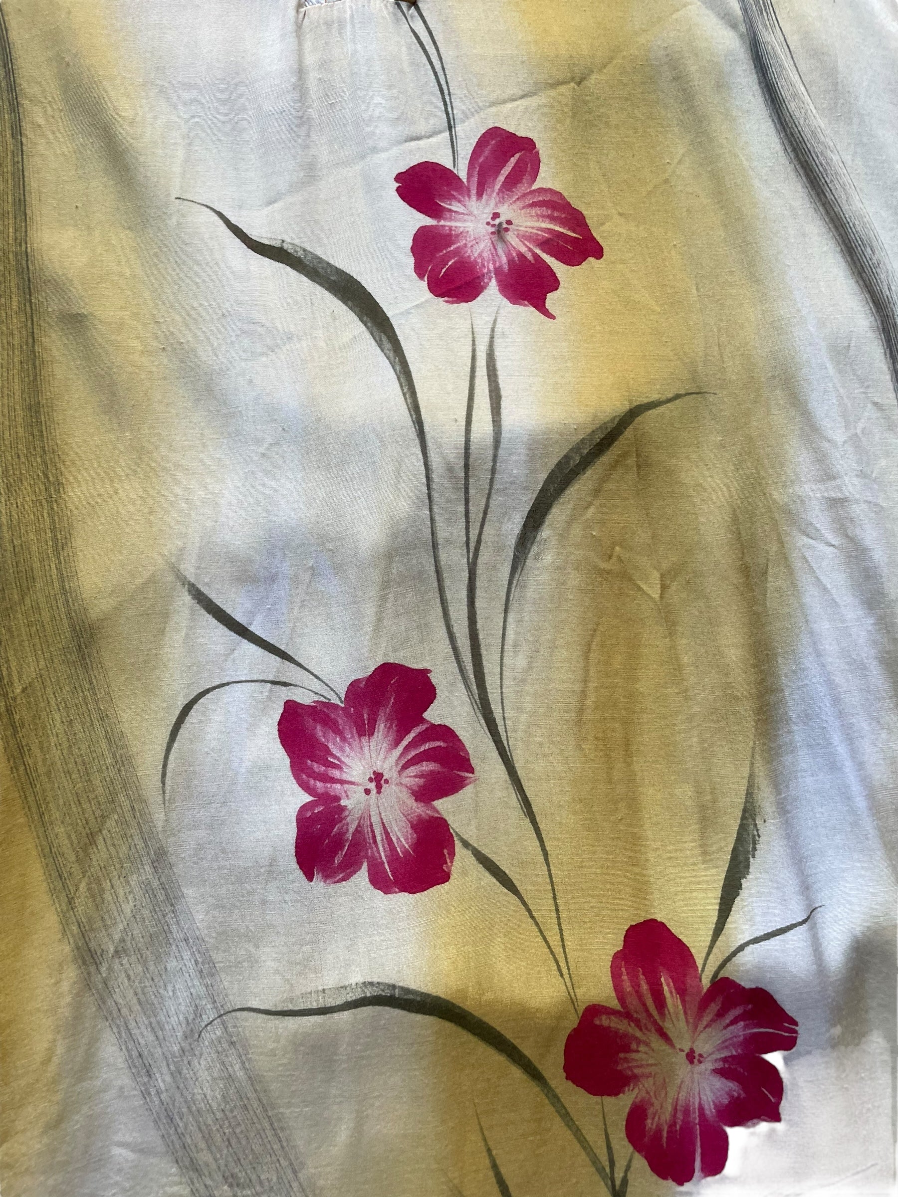 Detail Vintage Hand Painted Silk Kaftan Dress L-XL