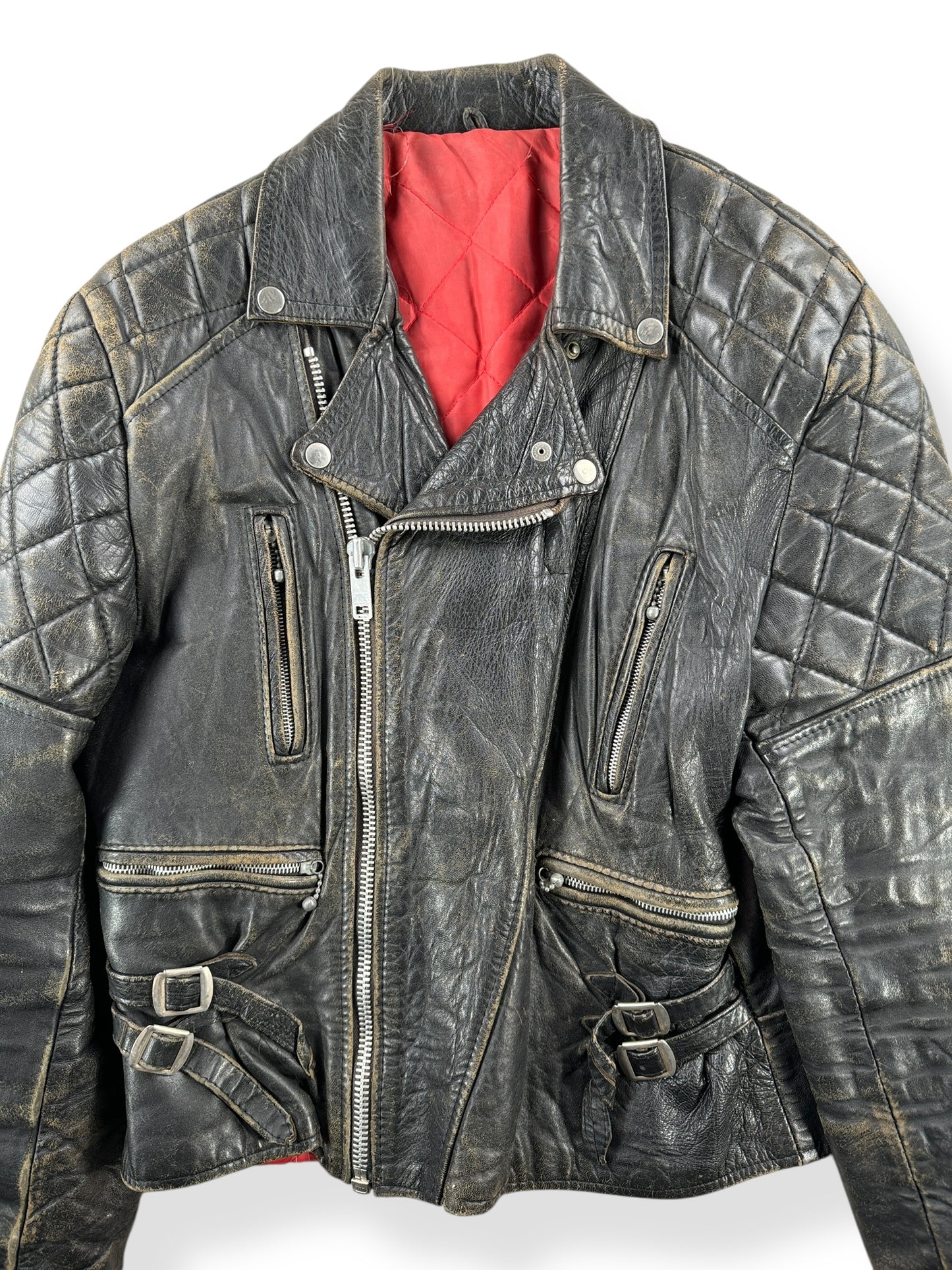 Front Close Up of Vintage Lewis Leathers Jacket SZ M