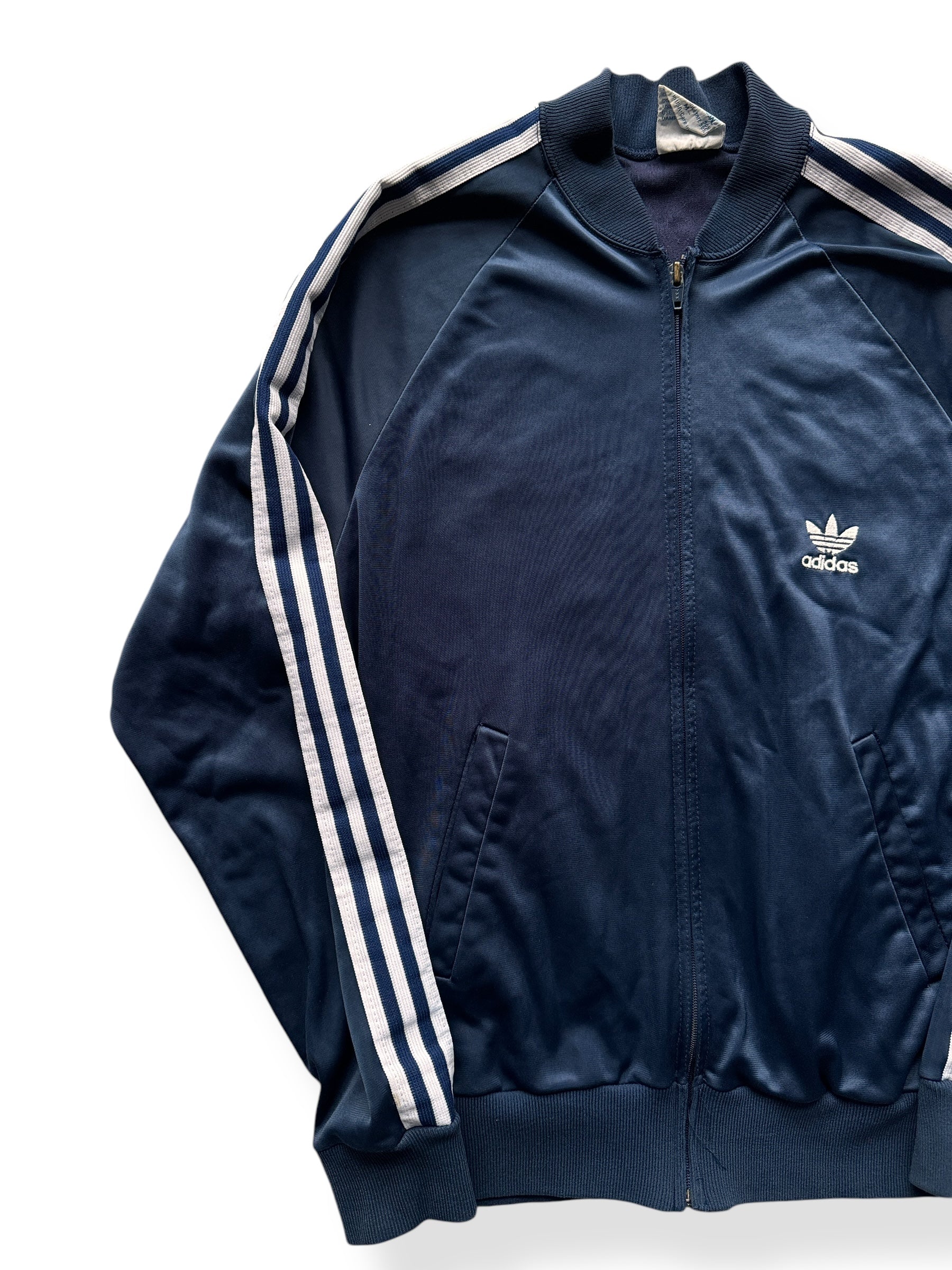 Front Right of Vintage 80s Era Adidas Track Top SZ M