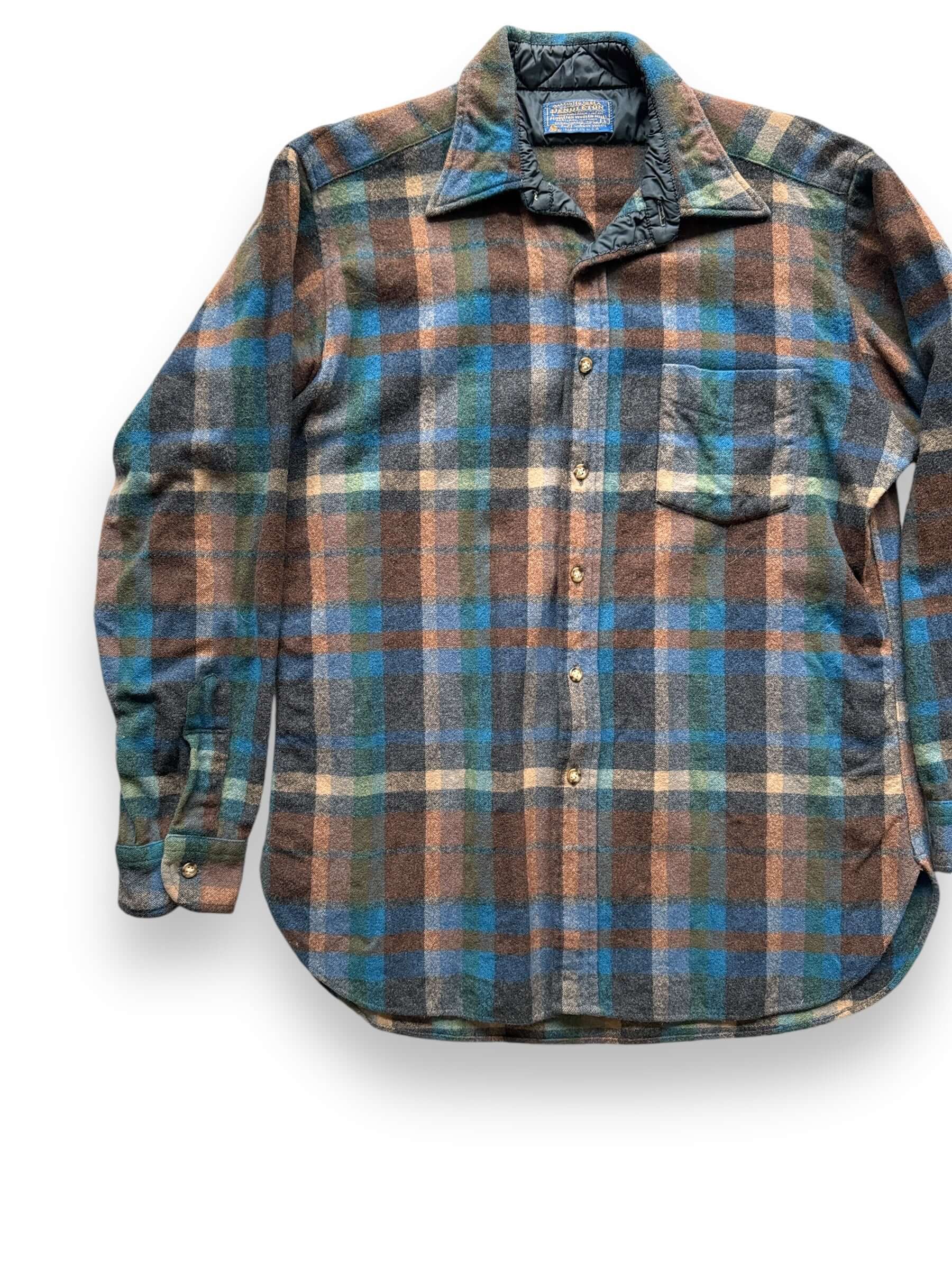 front right of Vintage Pendleton Blue/Brown/Green Flannel SZ L