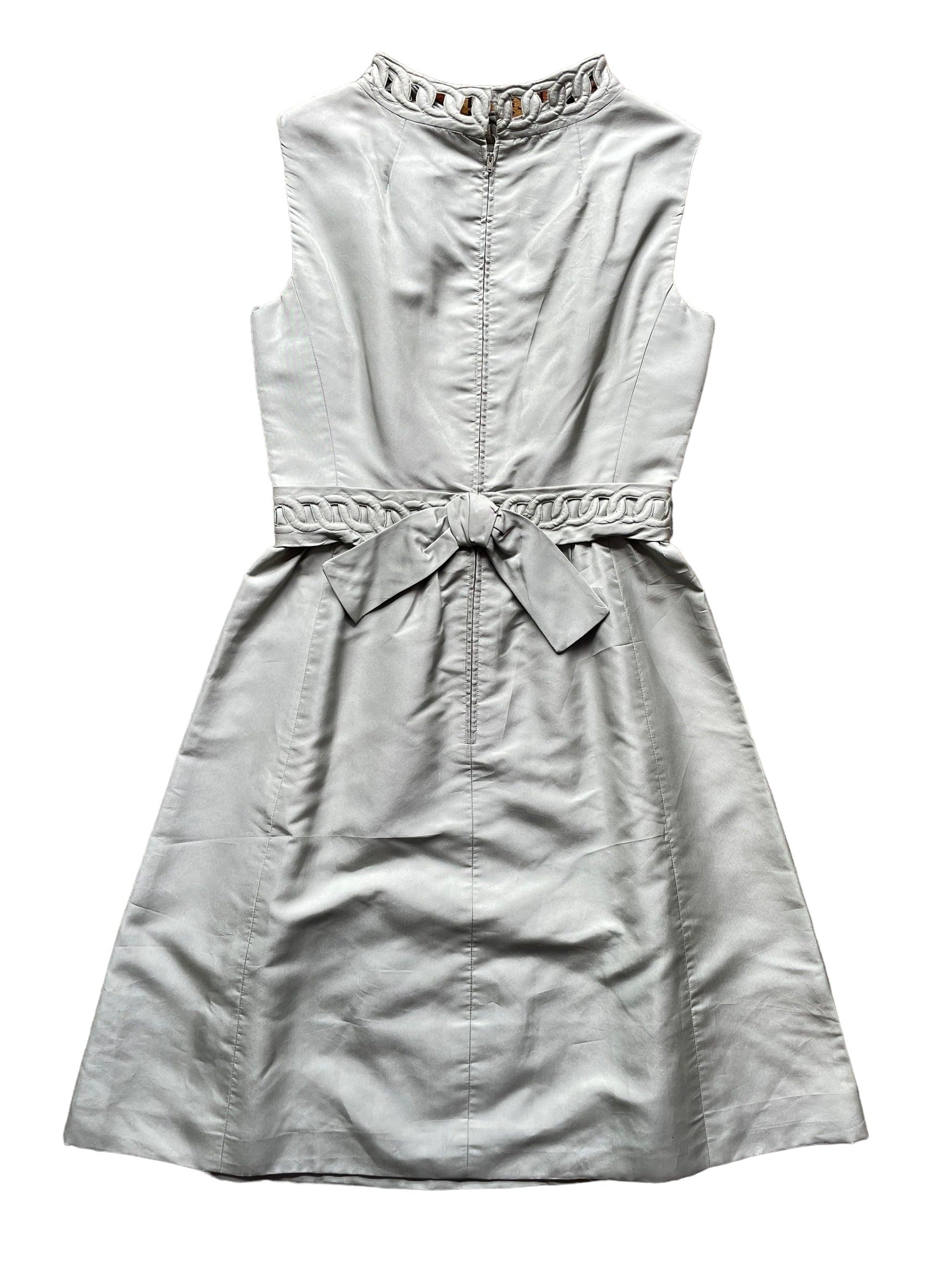 Full back view of Vintage 1950s Grey Satin Party Dress SZ M |  Barn Owl Vintage Dresses| Seattle Vintage Ladies Clothing