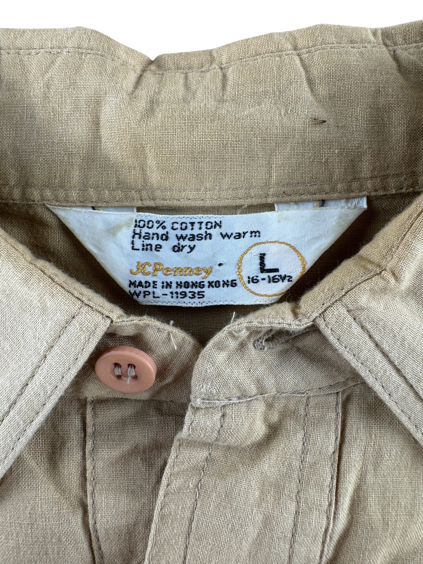 Tag on Vintage JC Penney Safari Shirt SZ L (Fits M)