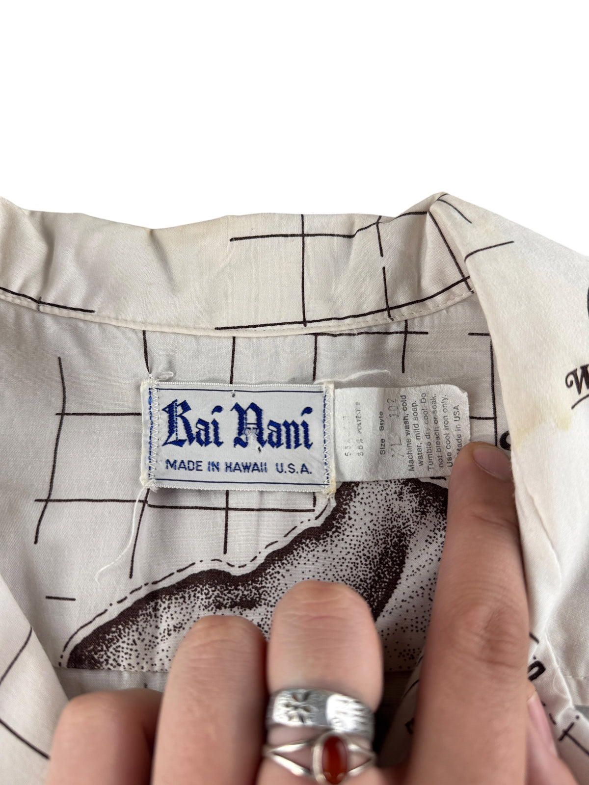 Tags on Vintage Kai-Nani Aloha Shirt SZ XL