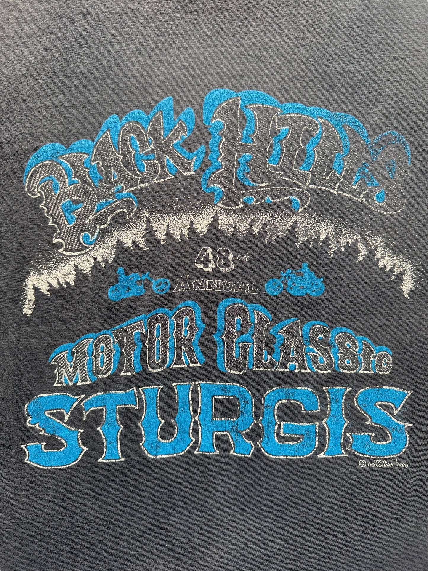 Back Graphic of Vintage 1988 Sturgis Motorcycle Tee SZ L