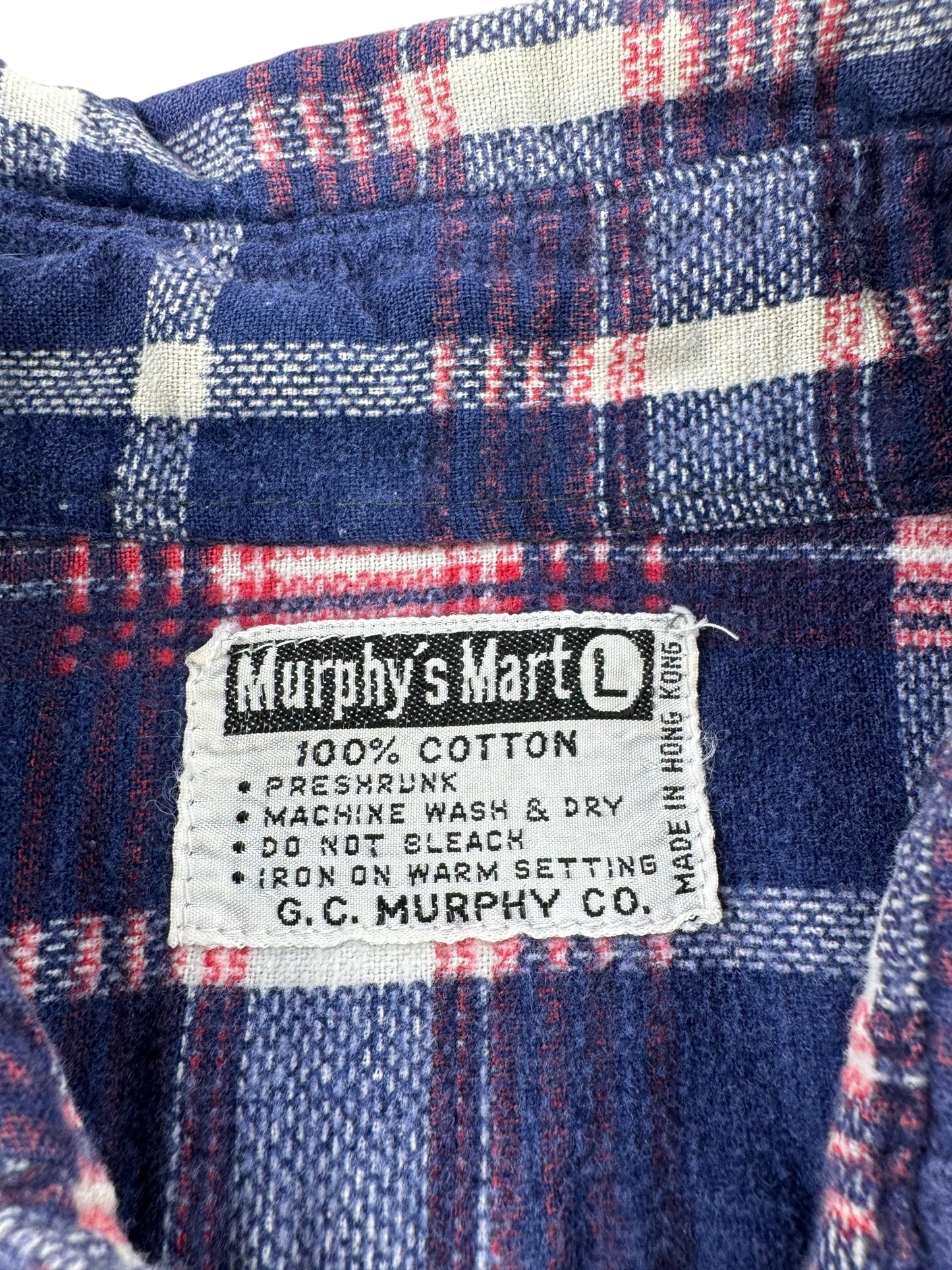 Tag on Vintage Murphy's Mart Cotton Flannel SZ L AS IS