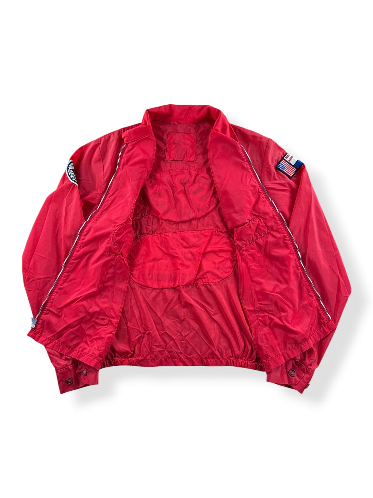 Inside of Vintage 60s/70s Racing Patch Windbreaker Jacket SZ S