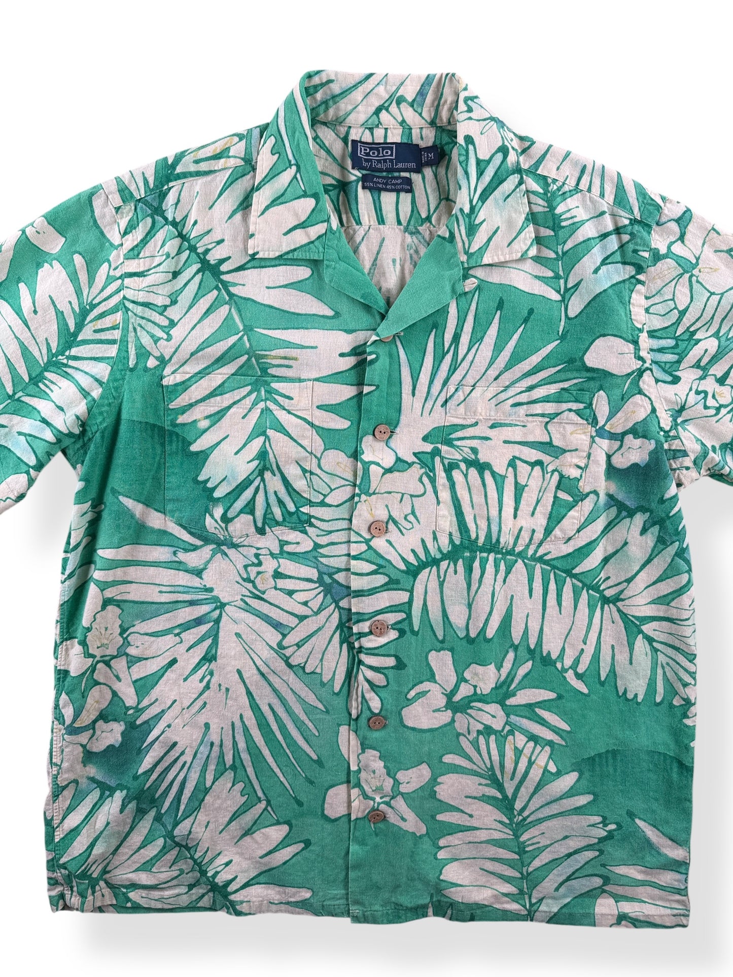 Front Close Up of Vintage Polo Aloha Shirt SZ M