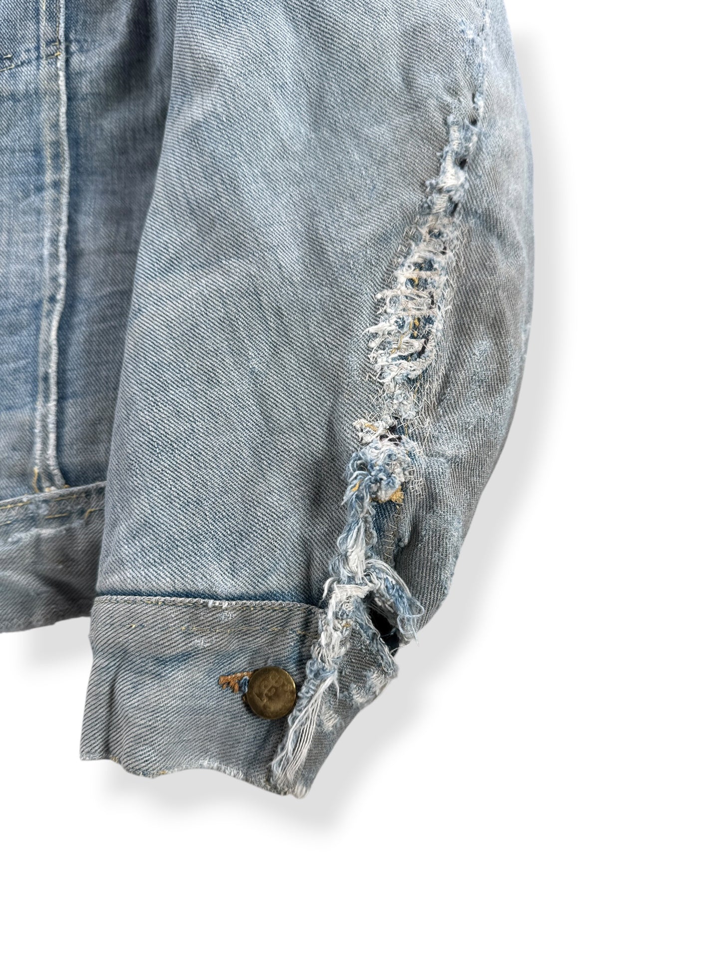 Wear on Vintage Thrashed 70s Lee Storm Rider Denim Jacket SZ L